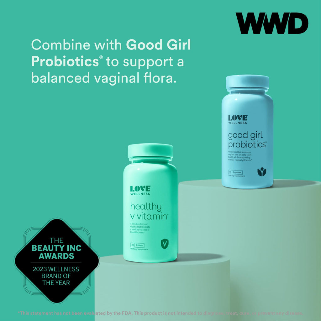 Love Wellness Women's Vaginal Health Supplement, Healthy V Vitamin | Maintains pH Balance, Gut Health