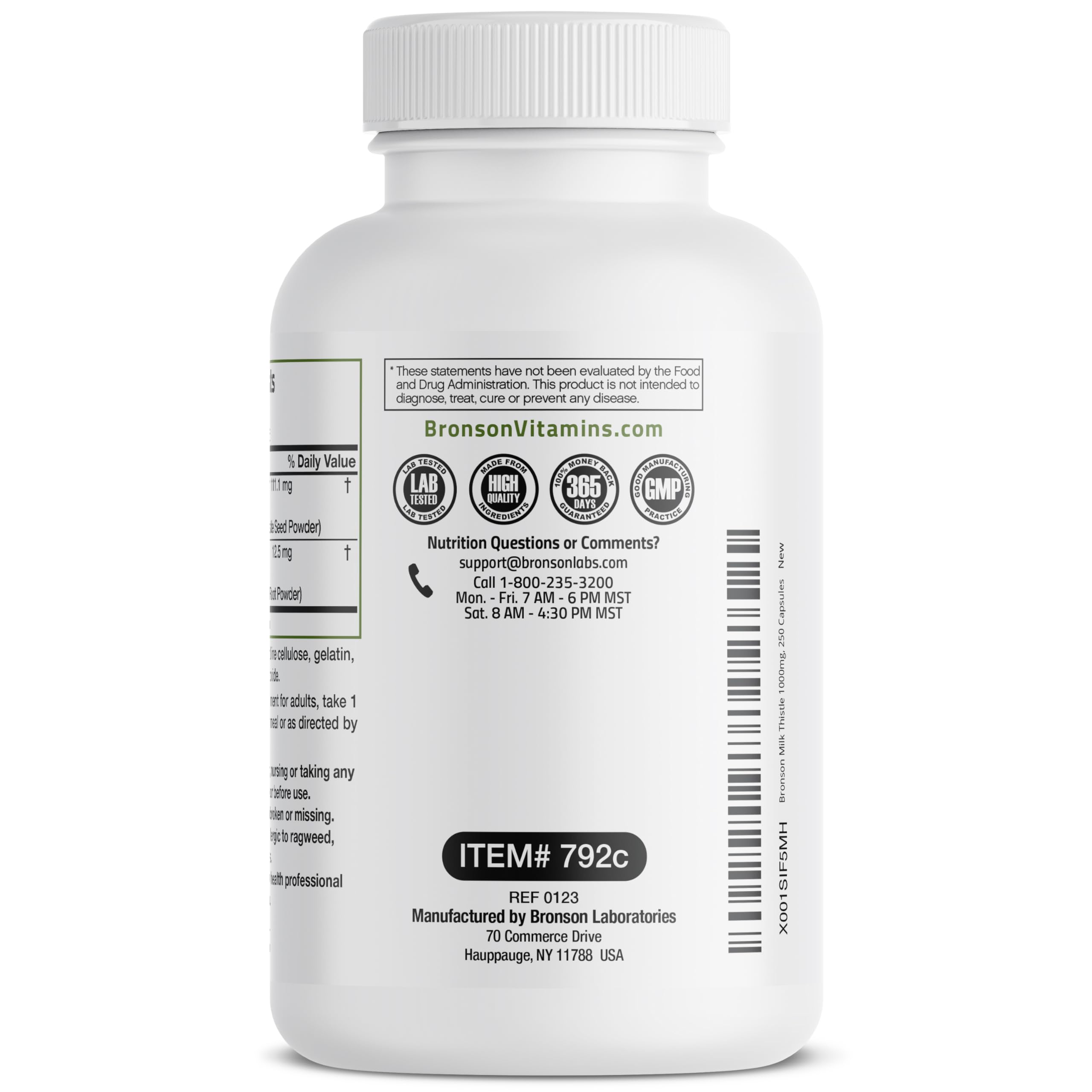 Bronson Milk Thistle Silymarin Marianum & Dandelion Root Liver Health Support Bronson