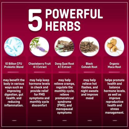 Hormone Balance + Probiotics for Women (3450mg) Natural Relief for Menopause