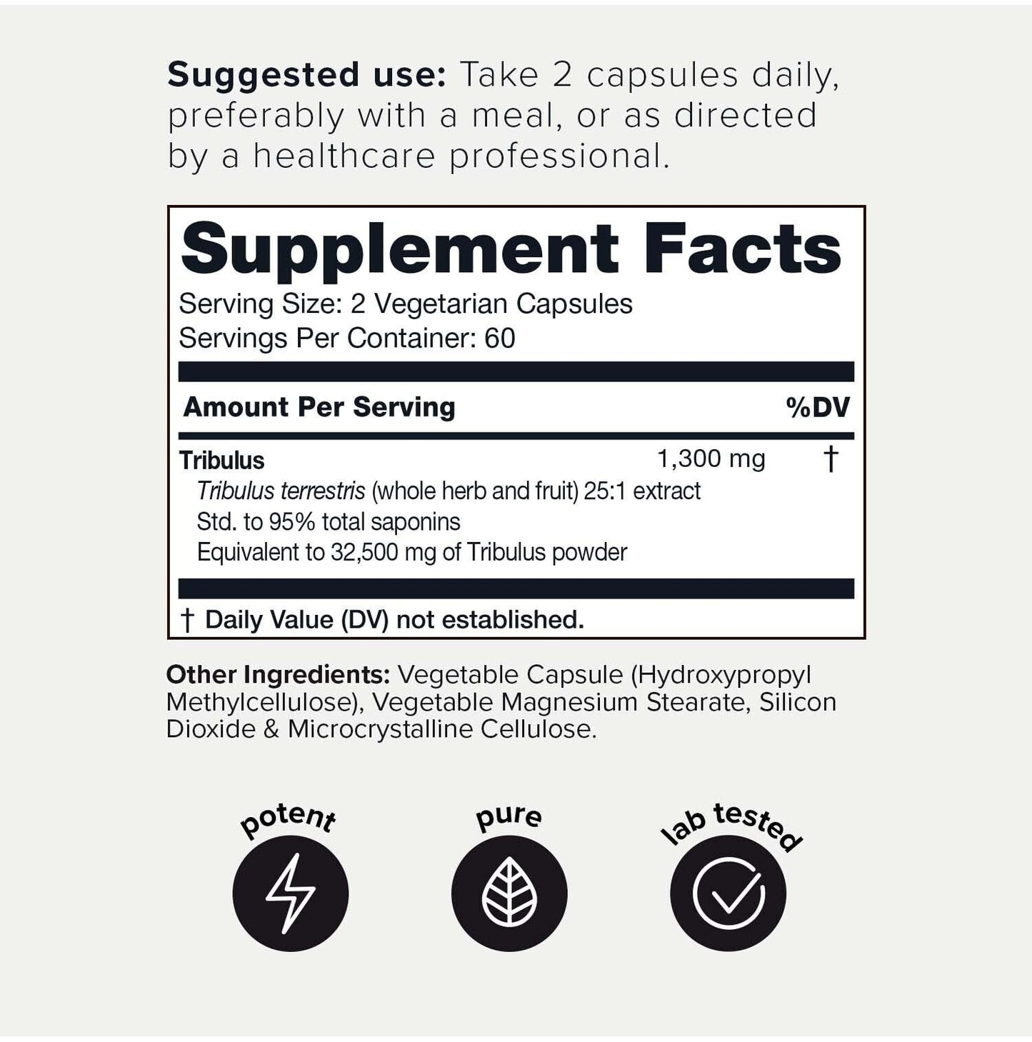 Toniiq Ultra High Strength Tribulus Capsules - 95% Steroidal Saponins - 1300mg Concentra