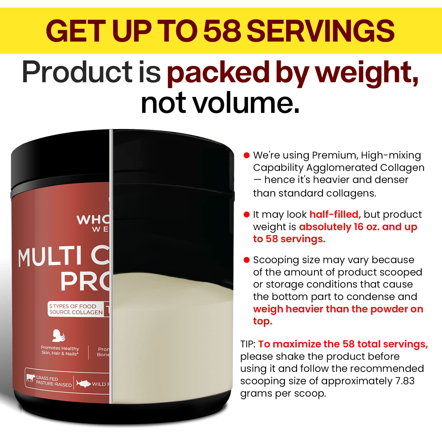 Multi Collagen Protein Powder Hydrolyzed (Type I II III V X) Grass-Fed All-in-One Super Wholesome Wellness