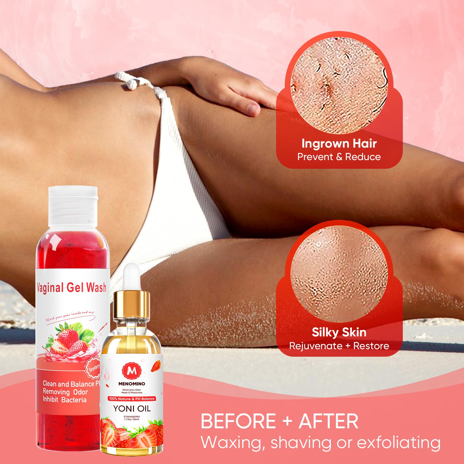 Feminine Wash & Yoni Soap Bar & Yoni Oil for Women pH Balance, Yoni Wash for Vaginal Moisturizing MENOMINO