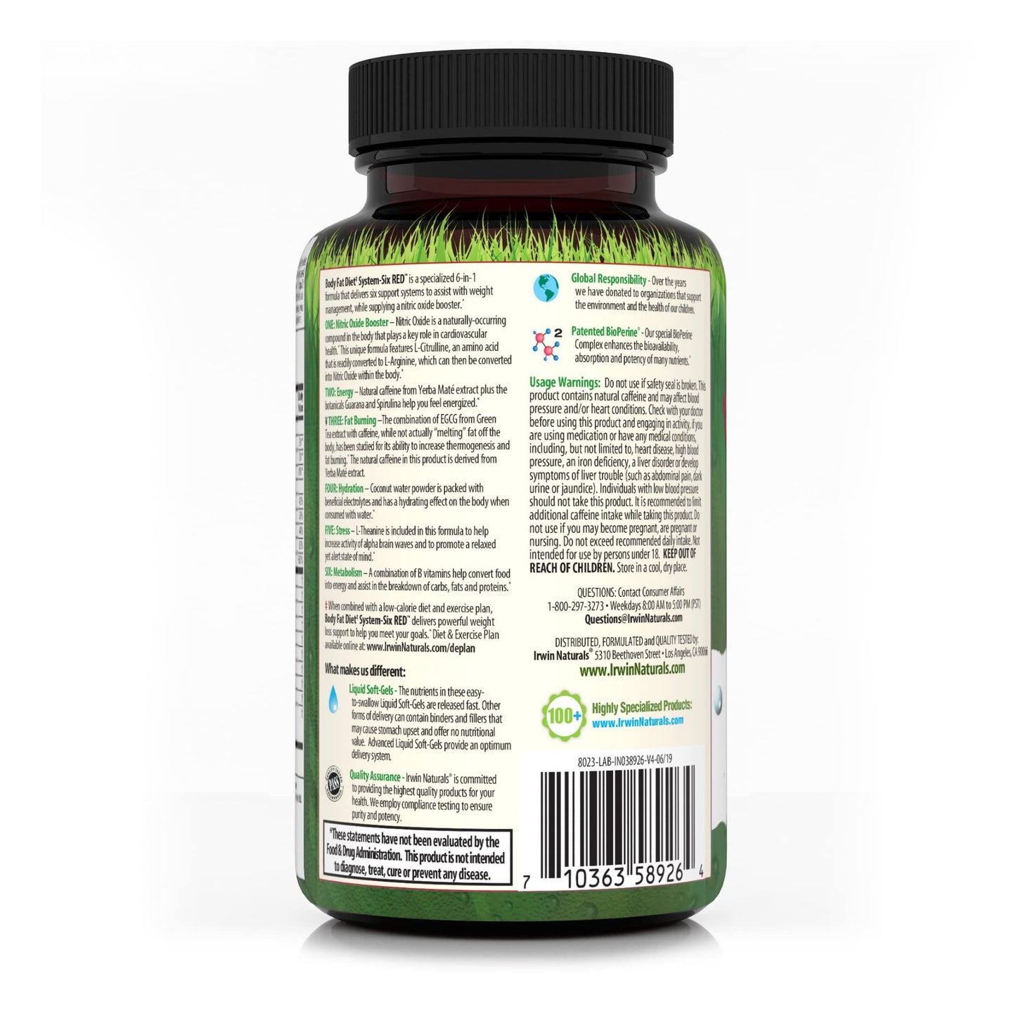 Irwin Naturals Body Fat Diet System-Six Red, 72 Softgels