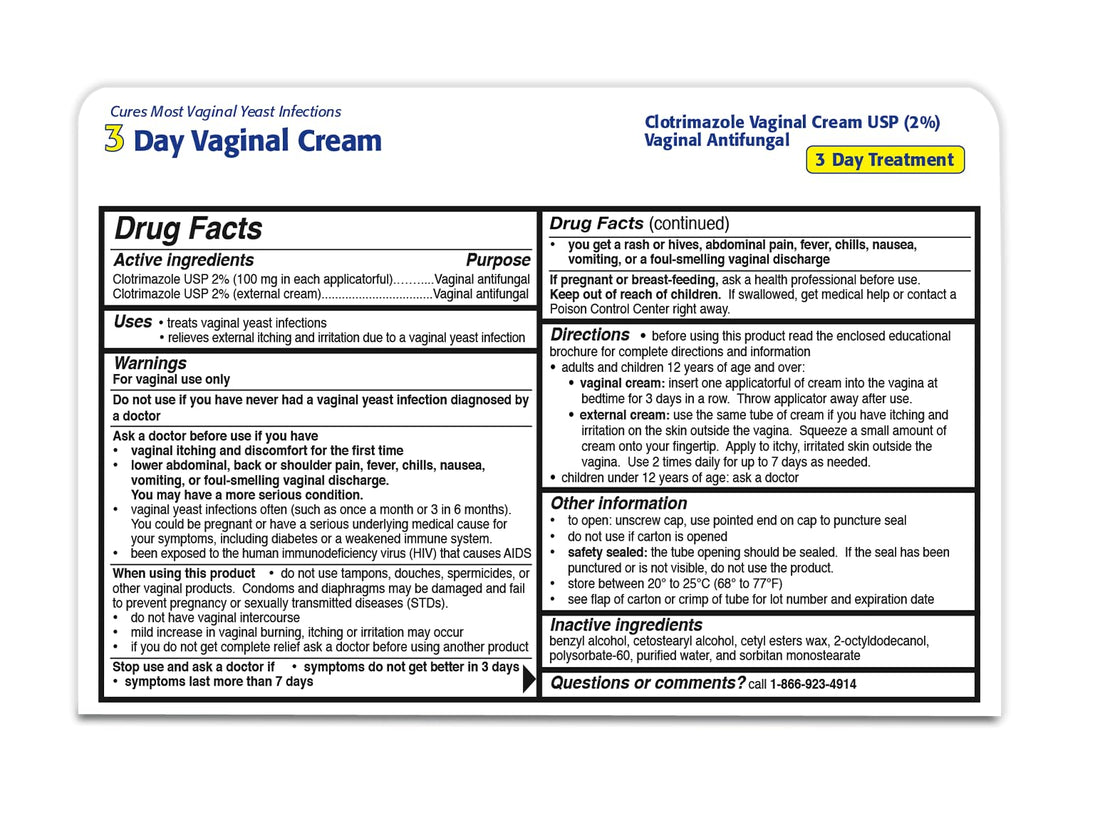 Clotrimazole 3 -Day Vaginal Cream - 0.74 Oz (PACK OF 3)