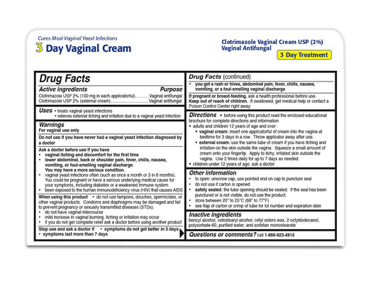 Clotrimazole 3 -Day Vaginal Cream - 0.74 Oz (PACK OF 3)