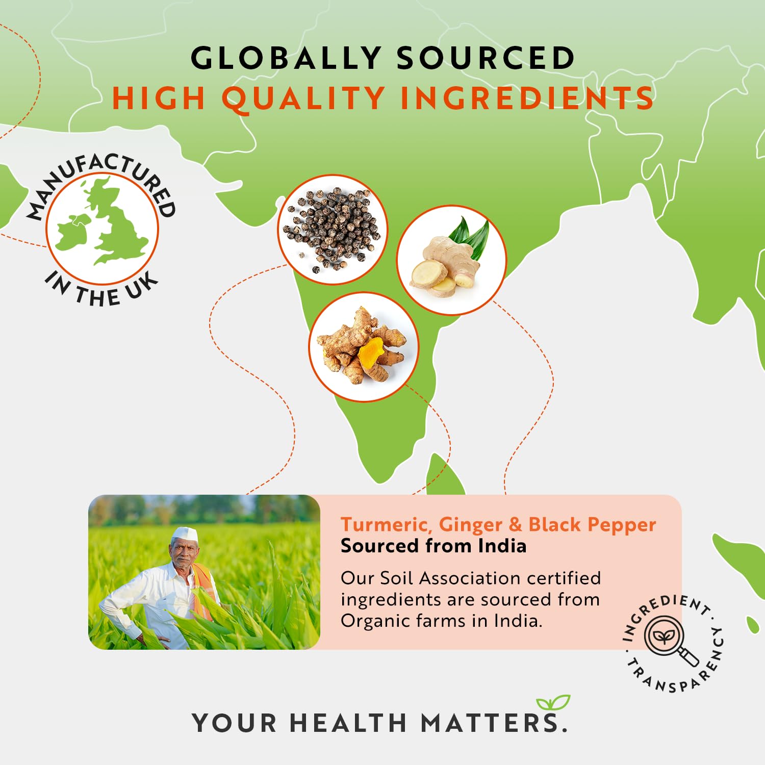 Organic Turmeric 1440mg (High Strength) with Black Pepper & Ginger - 180 Vegan Turmeric