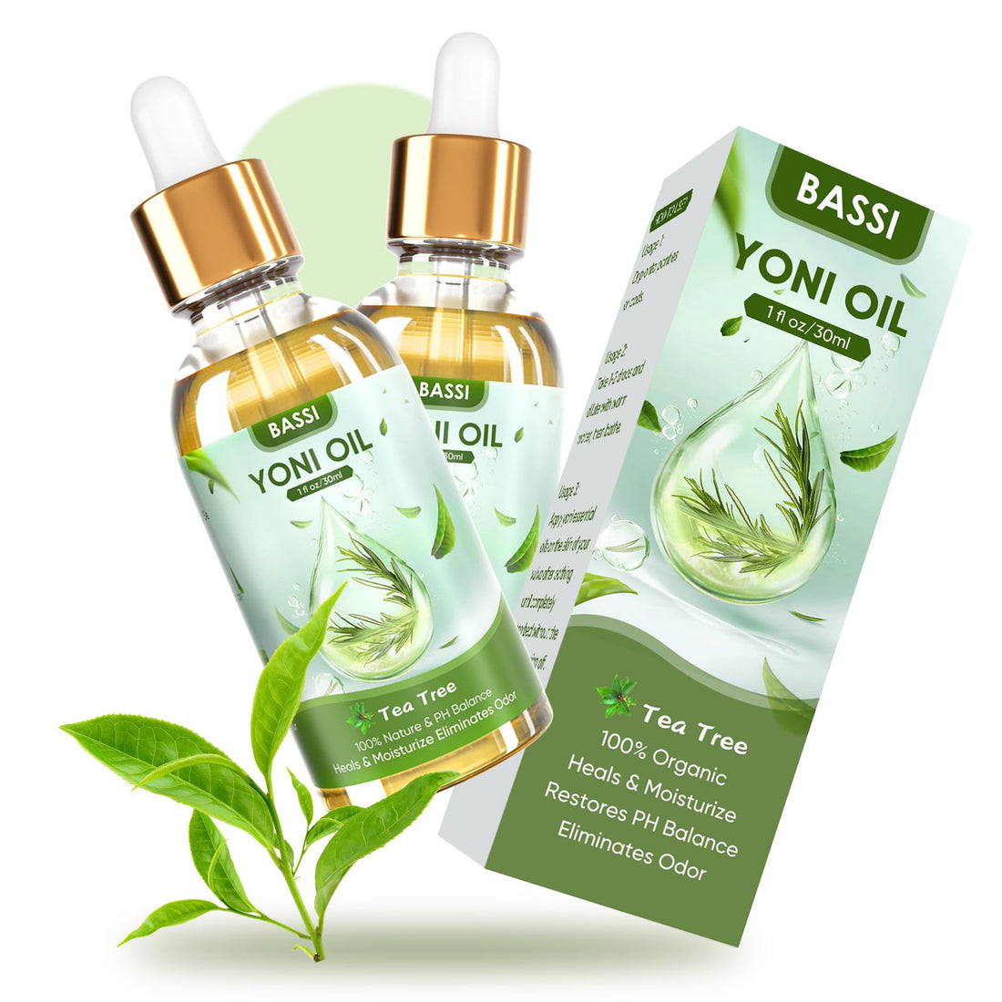 BASSI 2PCS Yoni Oil Organic Feminine Oil Vaginal Moisturizer For Wetness - Ph Balance for Women 