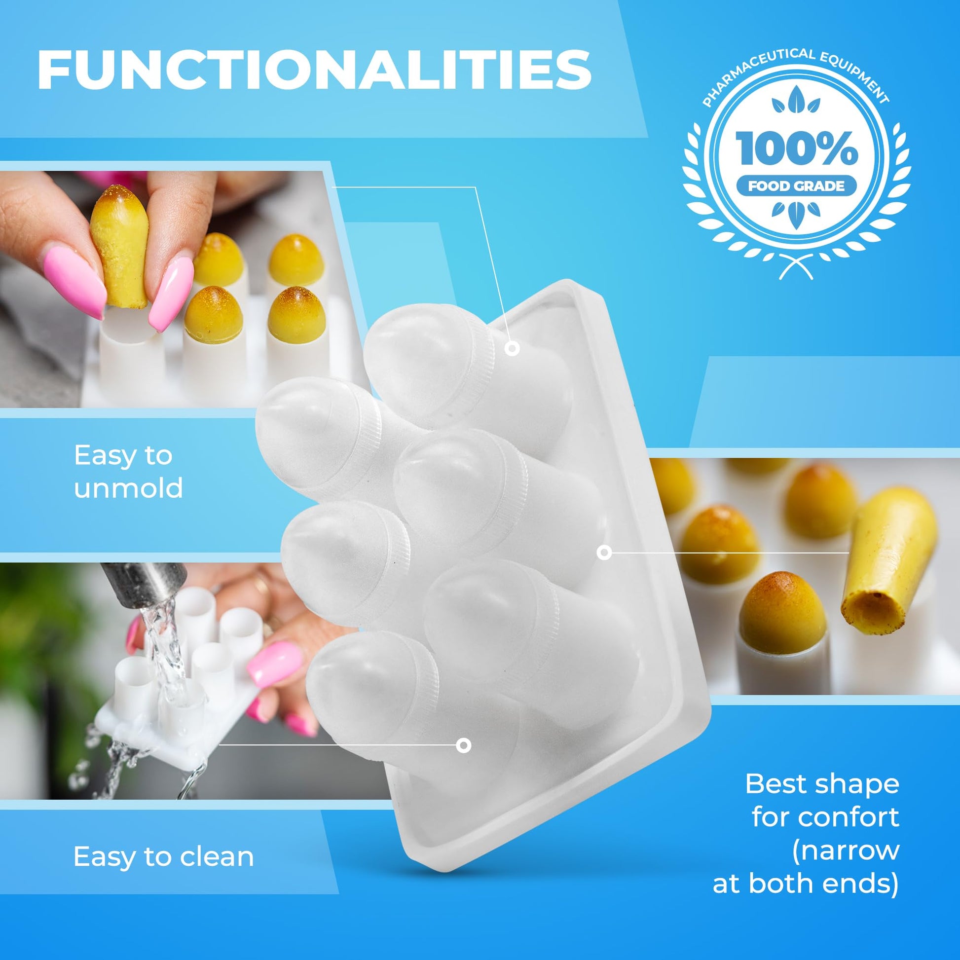 Suppository Molds Kit - Made in France, 3 Sizes (1ml, 2ml, 3ml), Reusable Suppositories Mold - 4 Trays Hoxycom