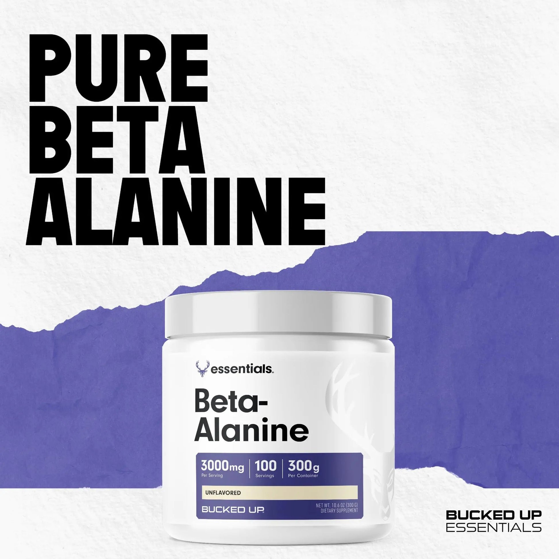 Bucked Up Beta Alanine 300mg Powder, Non-GMO, Gluten-Free, Unflavored (100 Servings) Bucked Up