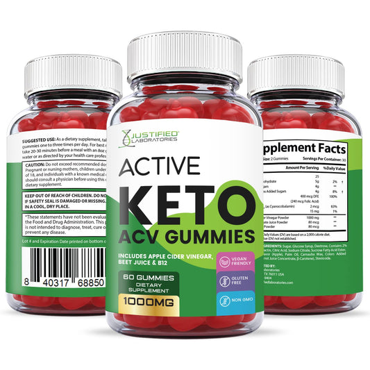 Justified Laboratories Active Keto ACV Gummies 1000MG with Pomegranate Juice Beet