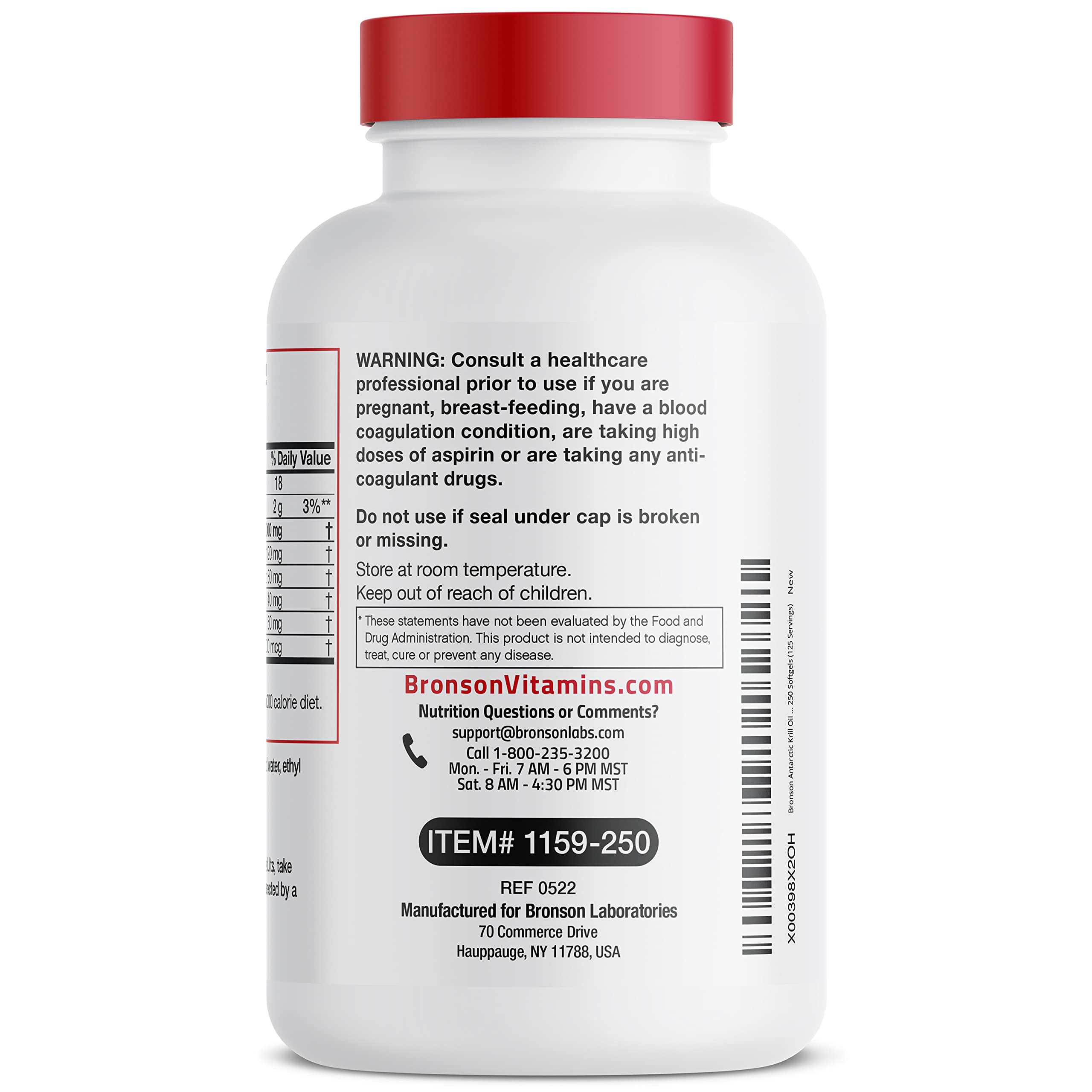 Bronson Antarctic Krill Oil 2000 mg with Omega-3s EPA, DHA, Astaxanthin and Phospholipi Bronson