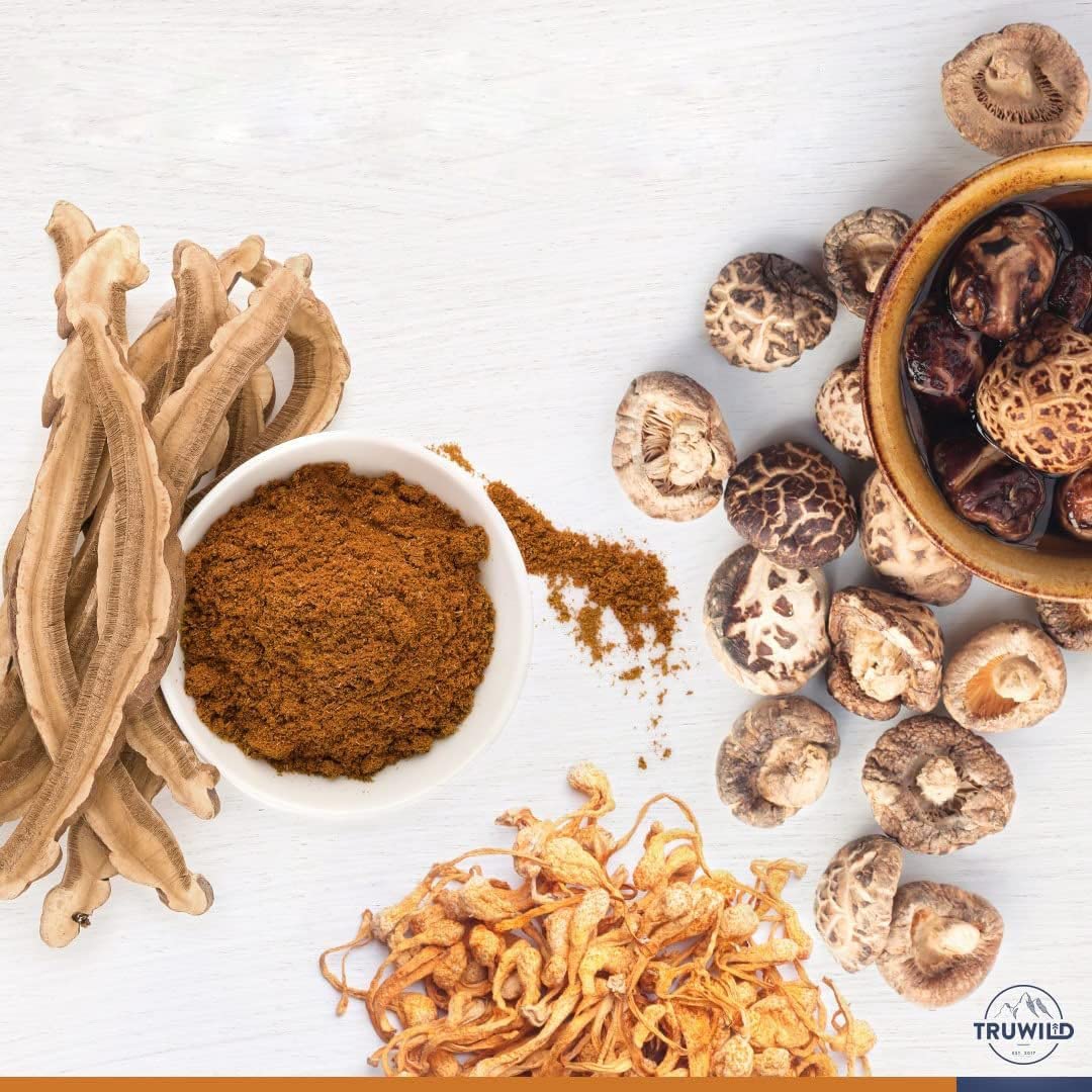 TruWild Adaptogen Blend with Cordyceps Maca Ashwagandha - Full Spectrum Mushroom TruWild