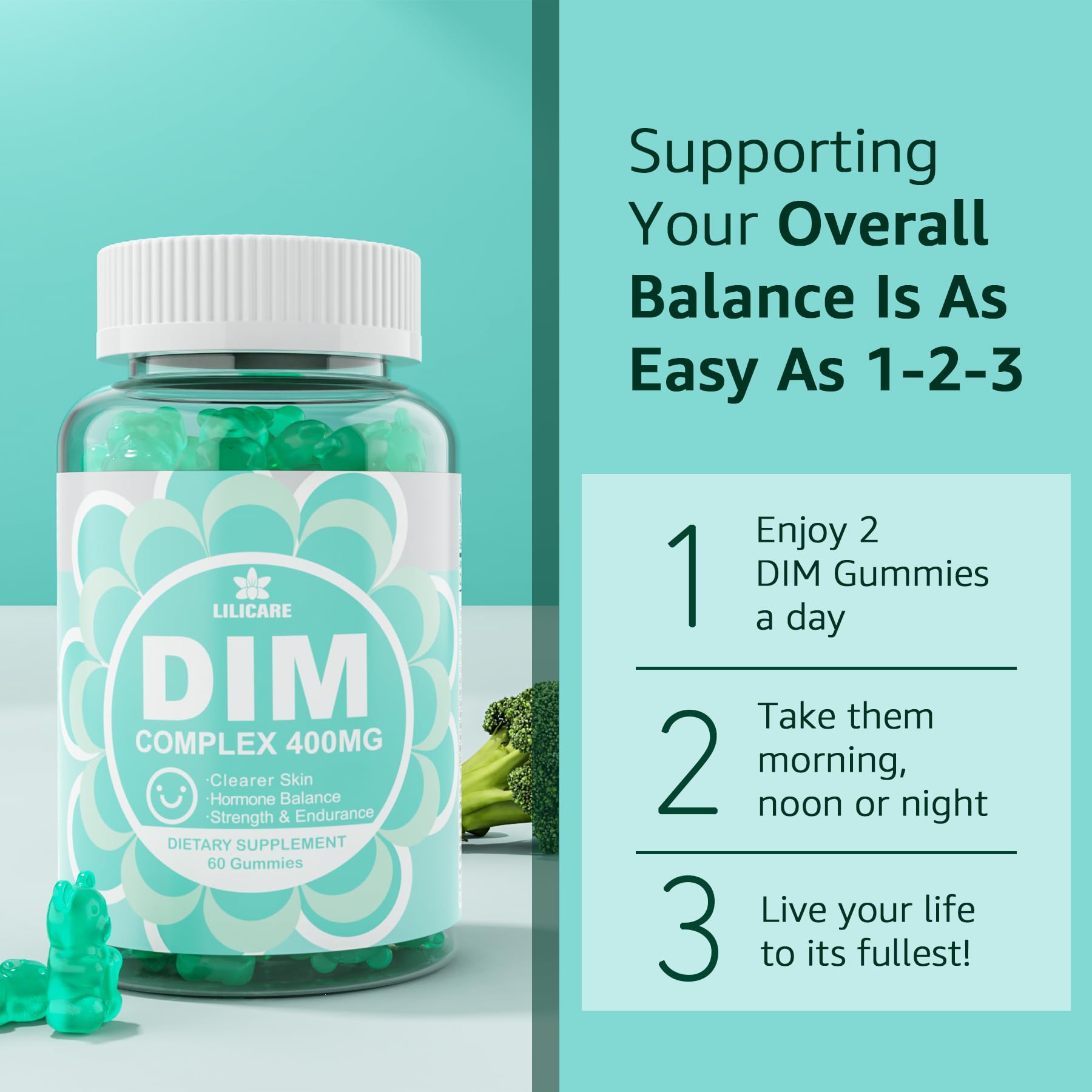 DIM Supplement Women 400mg, Estrogen Supplement for Women, Sugar Free DIM Gummies for Men & Women Envy Deal