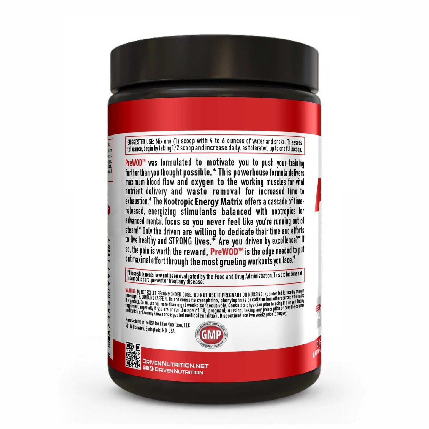 Driven PREWOD Energy Matrix, 50 Servings - Pre-Workout Supplement with Caffeine & Beta-Alanine - Energy, Focus, Strength, & Endurance for High-Intensity Training & Weight Lifting - Green Apple