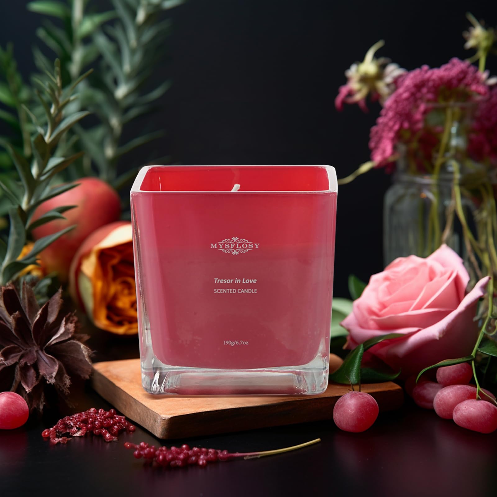 Mysflosy Soy Aromatherapy Candle, 40 Hour Burn time, Scented Candles with Floral and Fruity Scents Mysflosy