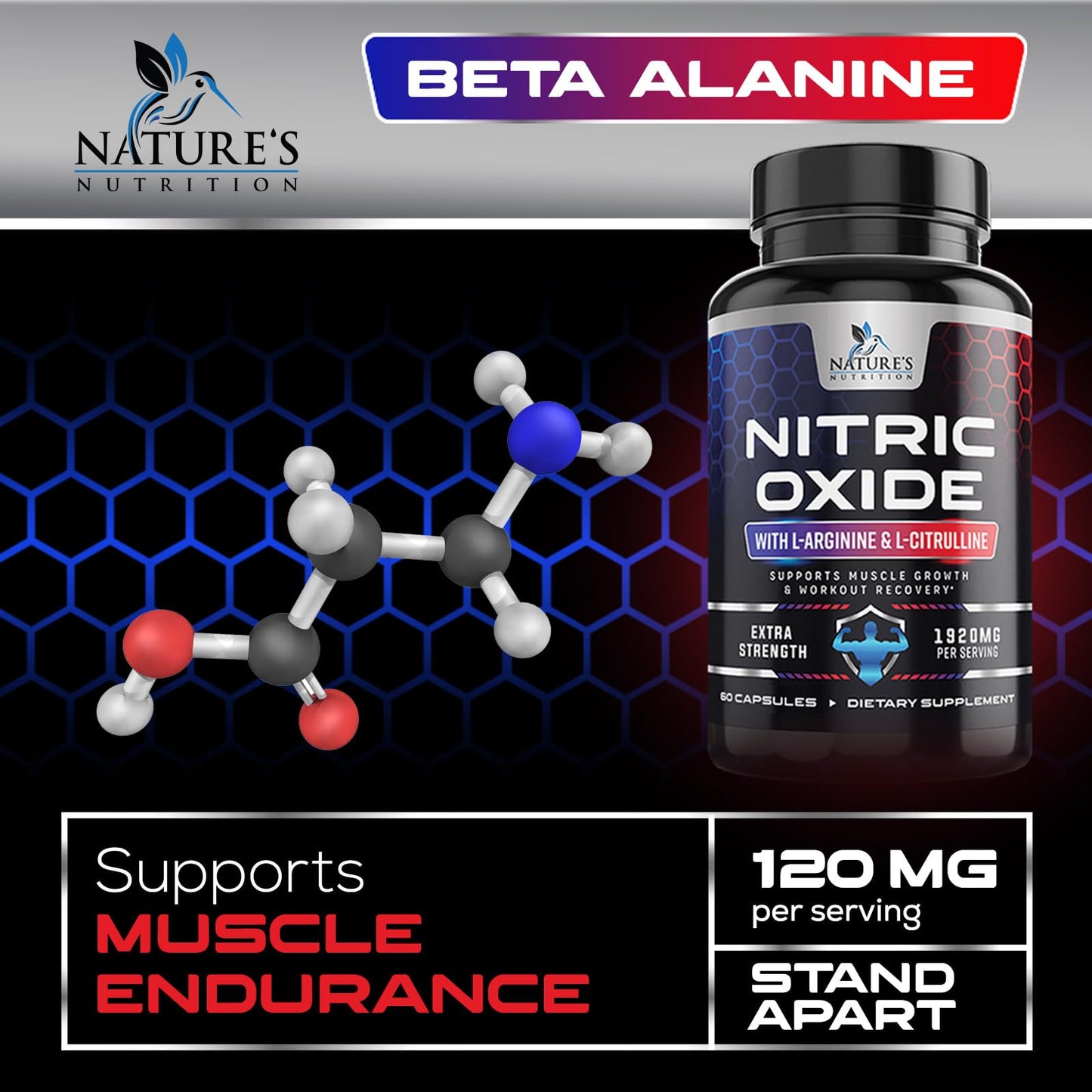 Extra Strength Nitric Oxide Supplement L Arginine 3X Strength - Citrulline Malate, AAKG
