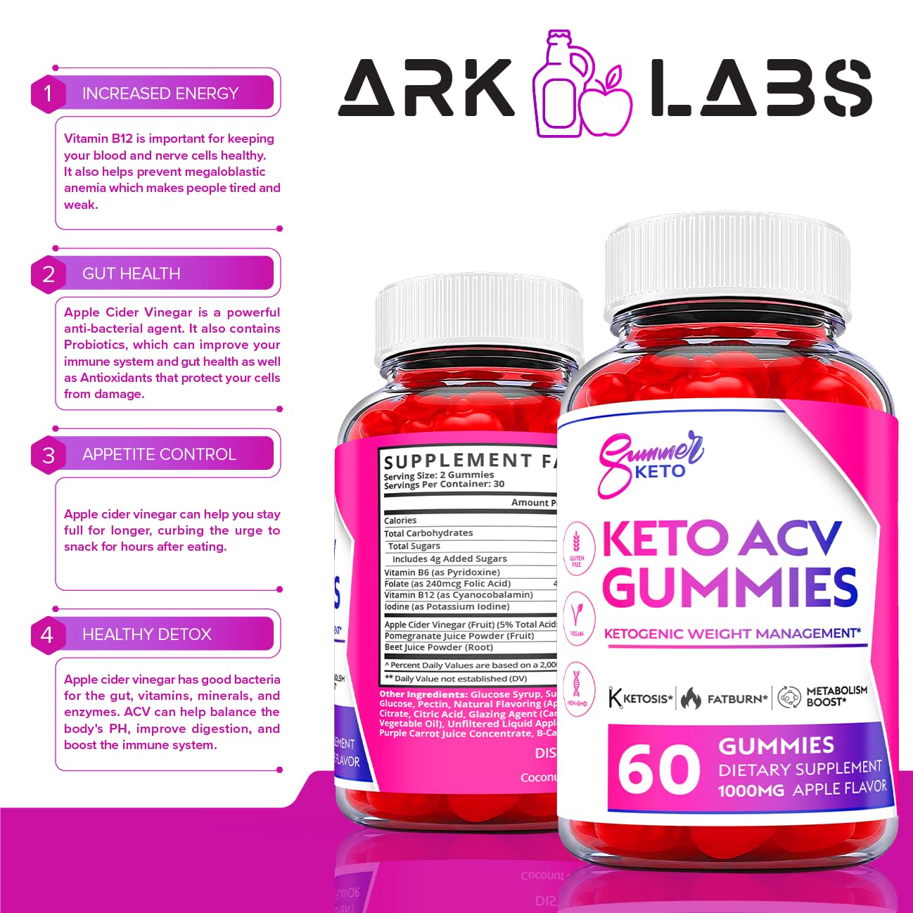 Ark Labs (2 Pack) Summer Keto Gummies - Summer Gummies, Summer Keto ACV Gummy Ark Labs