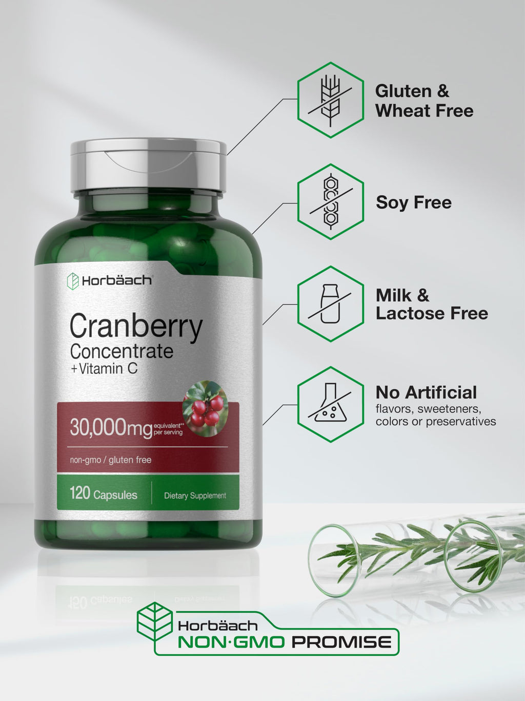 Cranberry Concentrate Extract Pills + Vitamin C | 30,000mg | 120 Capsules | Triple Strength