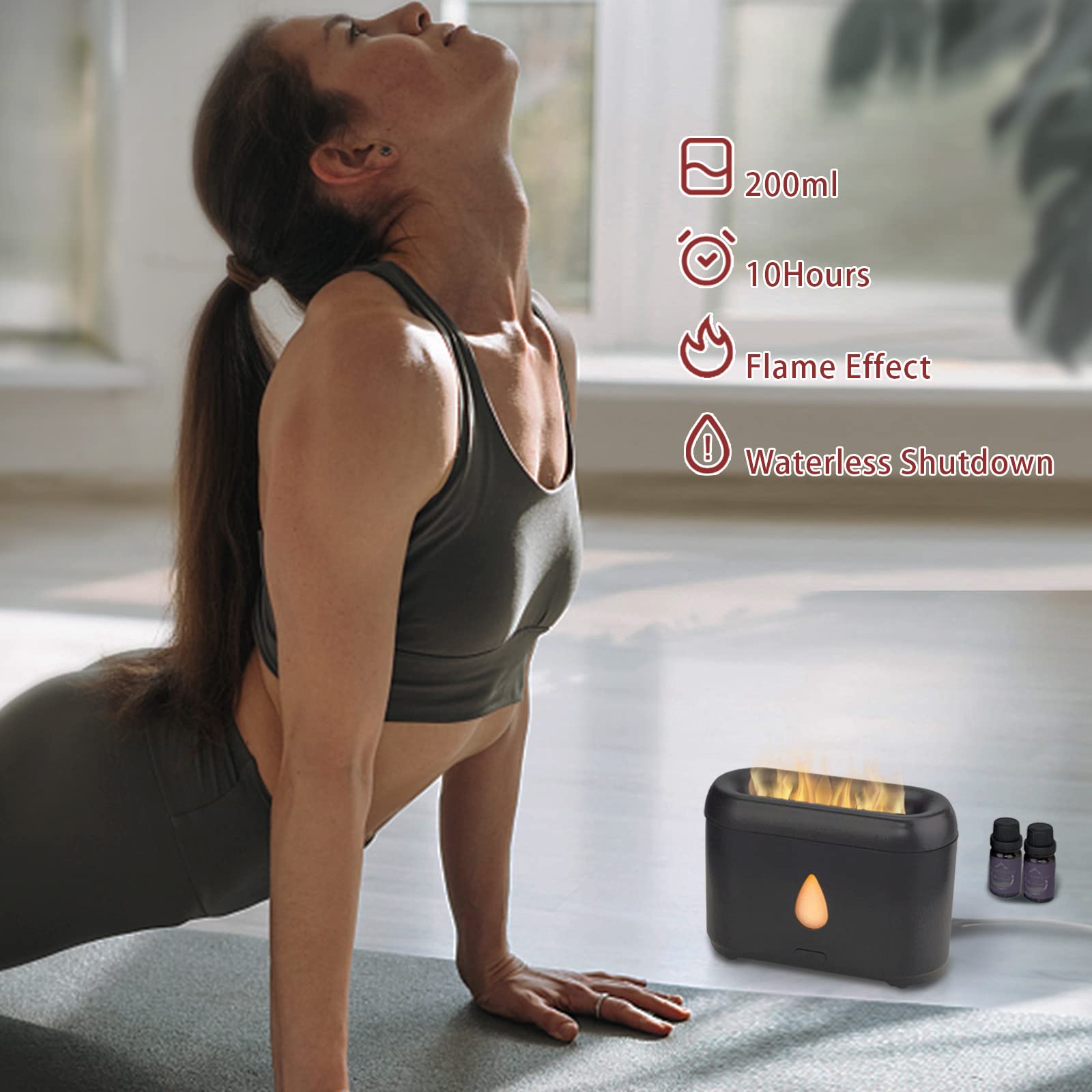 Flame Diffuser for Essential Oils (Black) Phimuezl