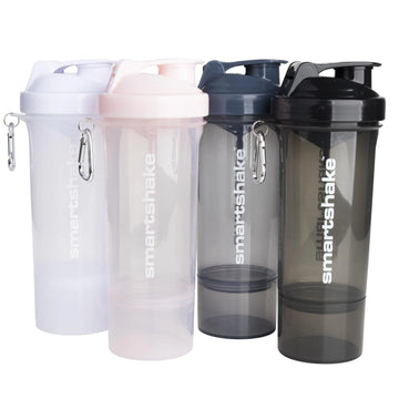 Smartshake Slim 4-Pack Protein Shaker Bottle 400 ml | 13.5 oz – Storage Included - Leakproof Screw