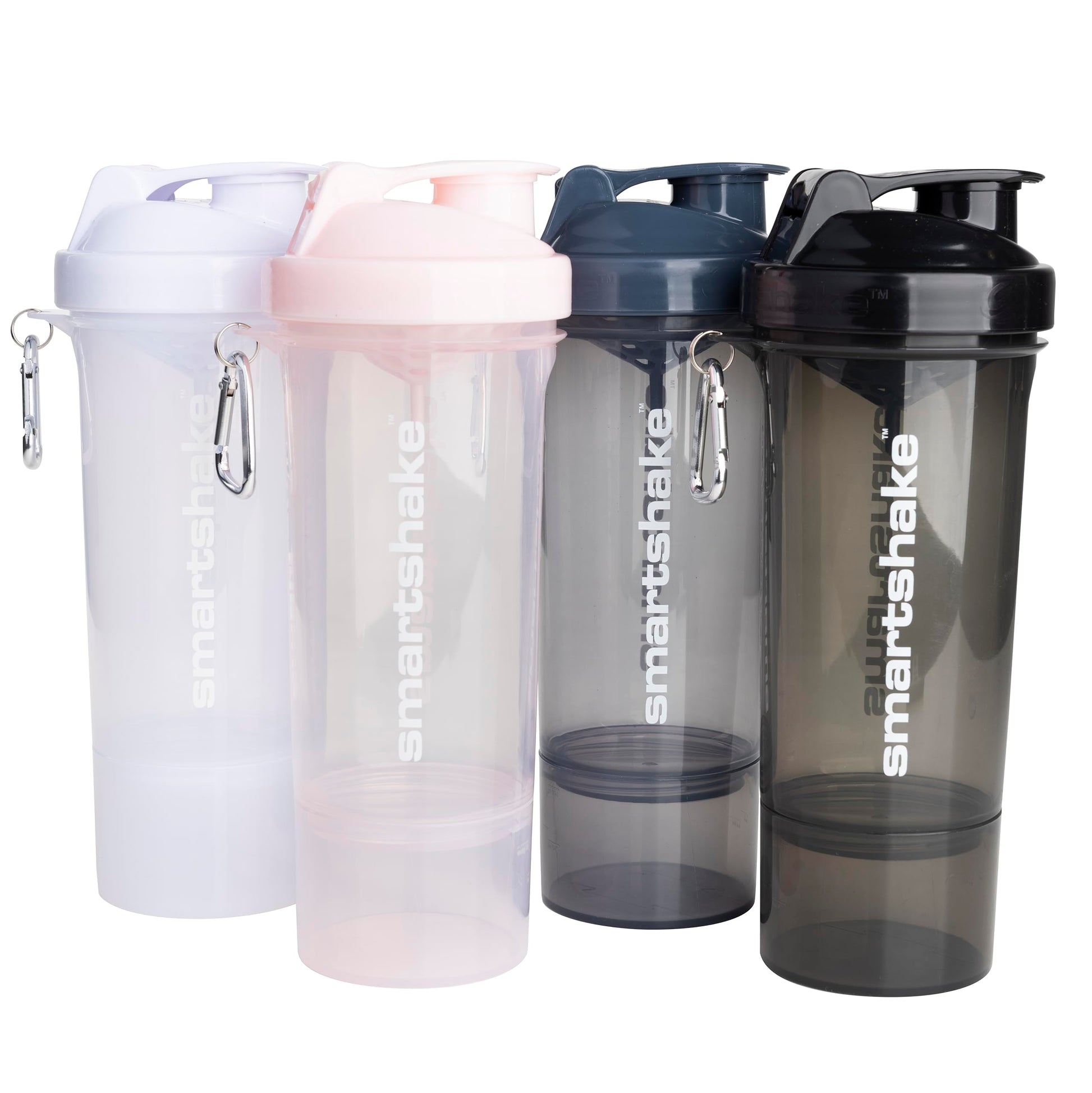 Smartshake Slim 4-Pack Protein Shaker Bottle 400 ml | 13.5 oz – Storage Included - Leakproof Screw