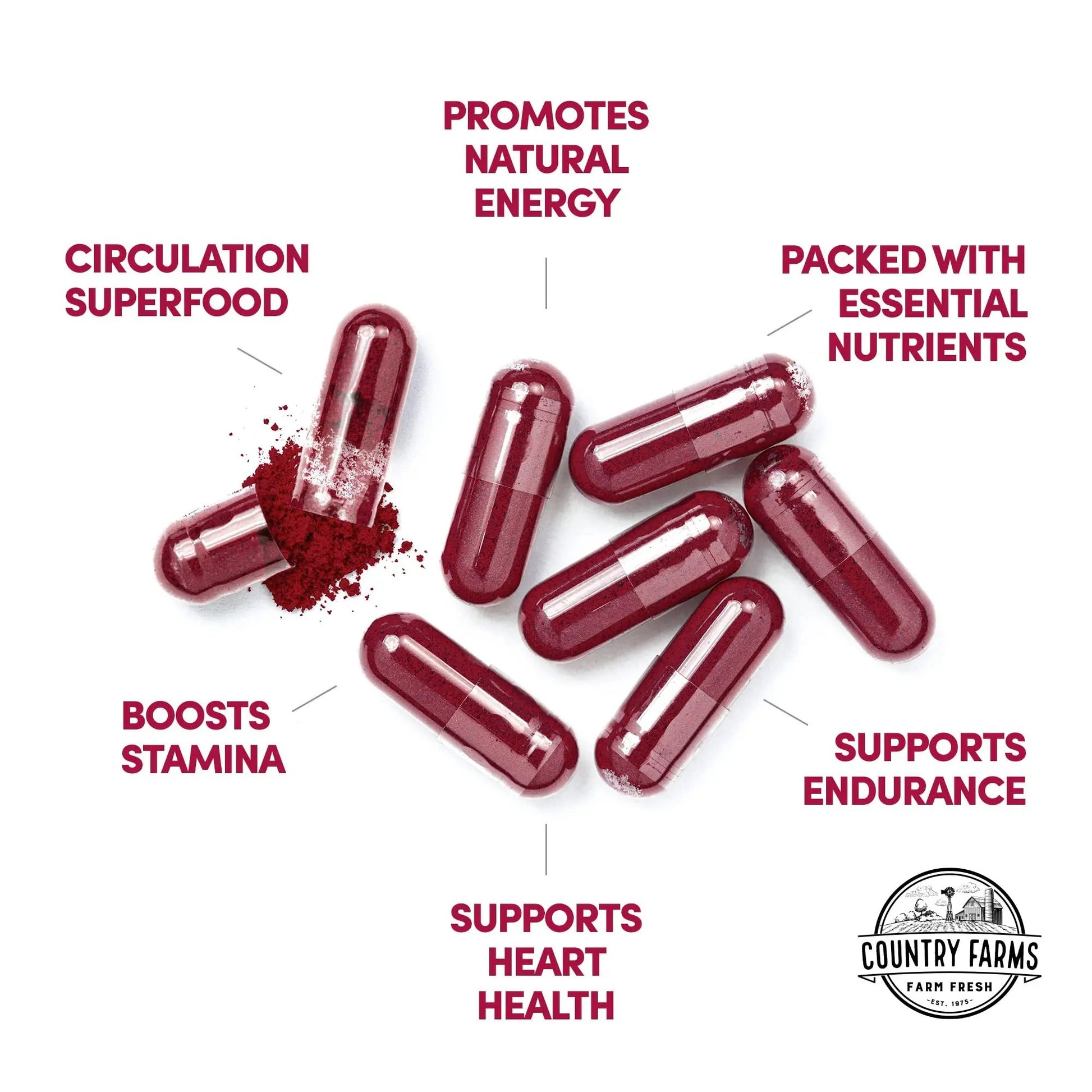 COUNTRY FARMS Bountiful Beets Root Capsules, Wholefood Beet Extract Superfood COUNTRY FARMS