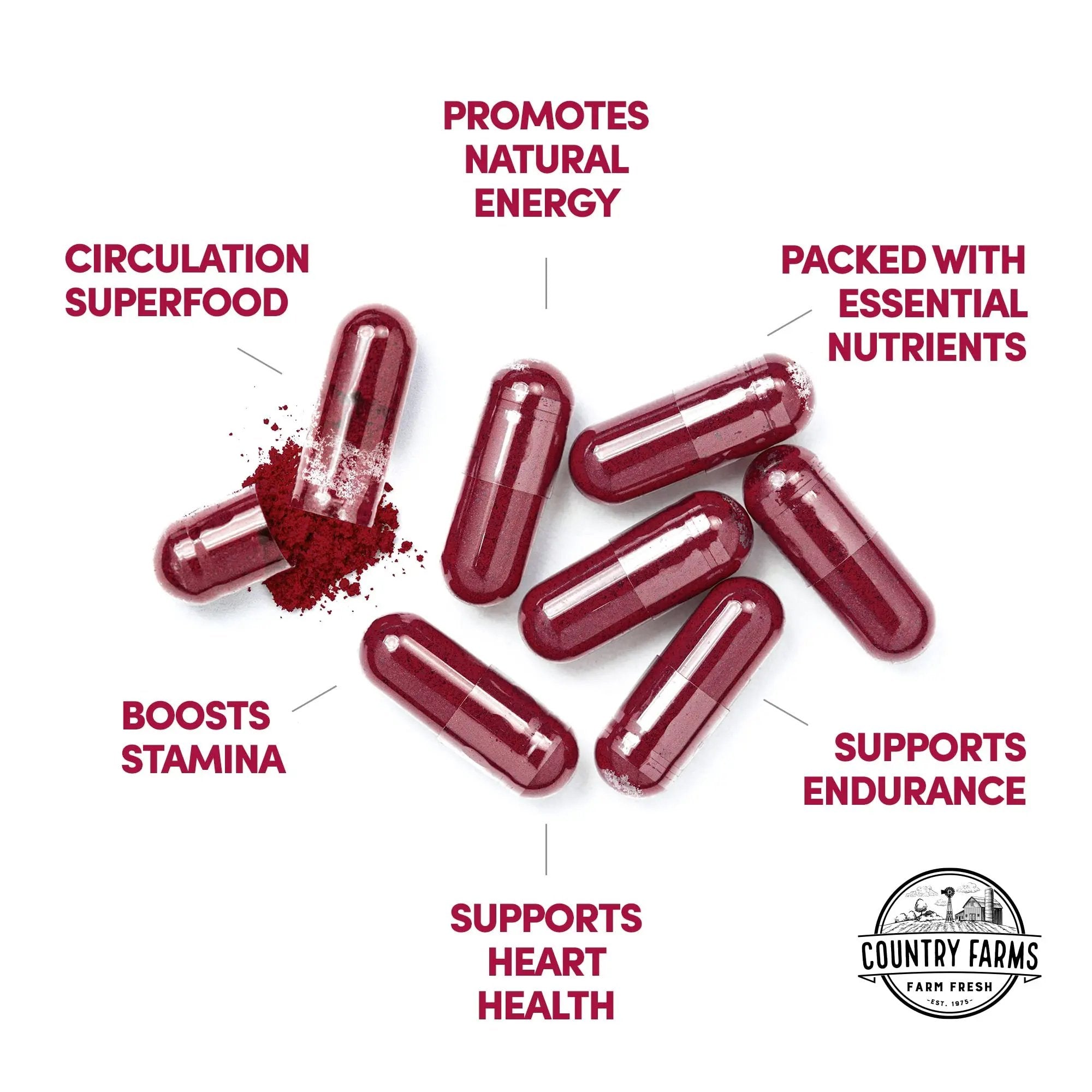 COUNTRY FARMS Bountiful Beets Root Capsules, Wholefood Beet Extract Superfood COUNTRY FARMS