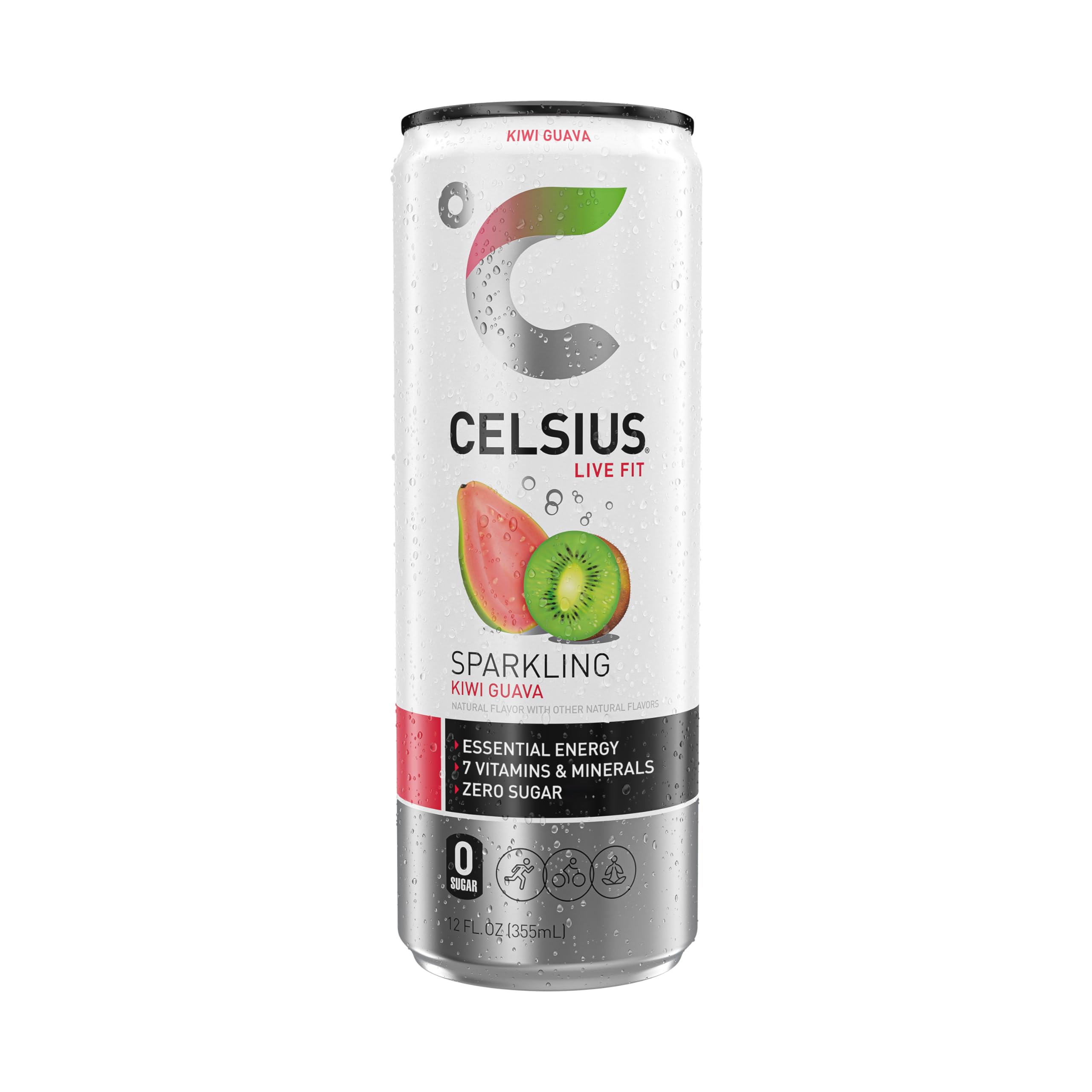 CELSIUS Sparkling Kiwi Guava, Functional Essential Energy Drink 12 Fl Oz (Pack of 12) CELSIUS
