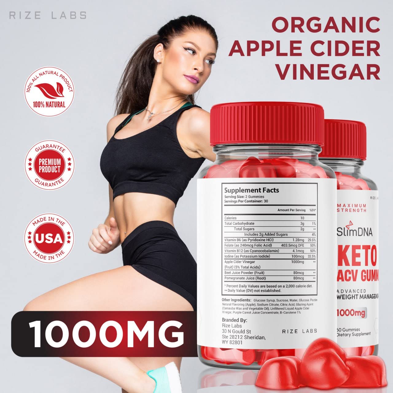 rize labs (2 Pack) SlimDNA Keto Gummies - ACV for Advanced Weight Loss with Apple rize labs