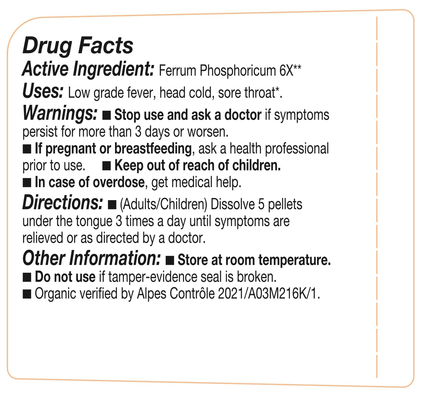 Ferrum Phosphoricum- OLLOIS - Organic & Vegan, Kosher Certified, Cell Salt #4 (Approx. 80 pellets)
