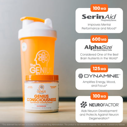 Genius Consciousness, Super Nootropic Brain Supplement Powder, Watermelon