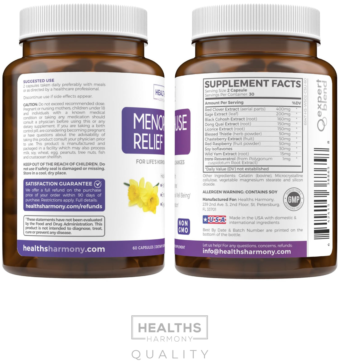 Complete Menopause Relief (Non-GMO) Multi-Symptom Relief From Hot Flashes, Night Sweats, Mood Swings 