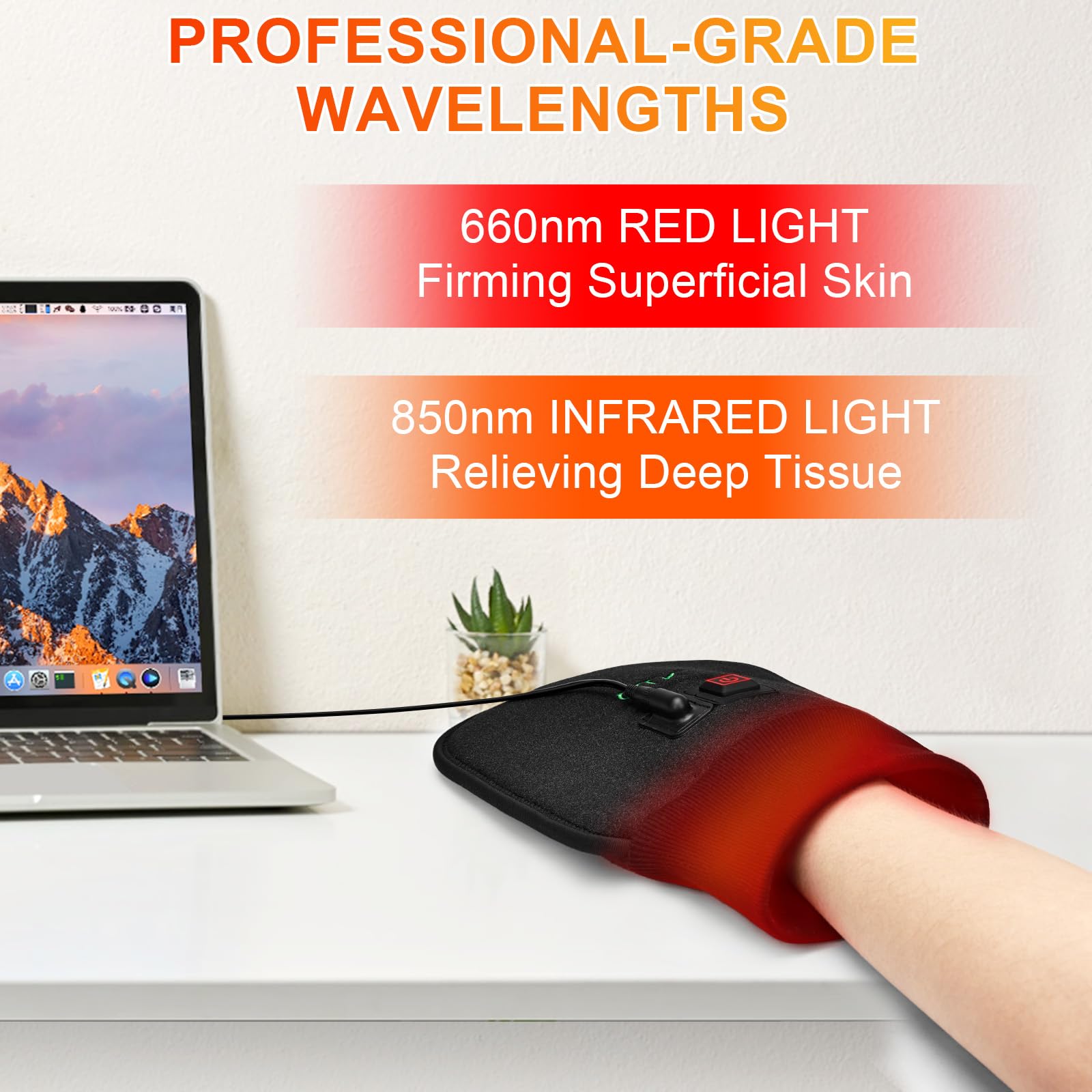 UTK Red Light Therapy Glove for Hands, Double-Sided Infrared Light Therapy Device for Finger UTK