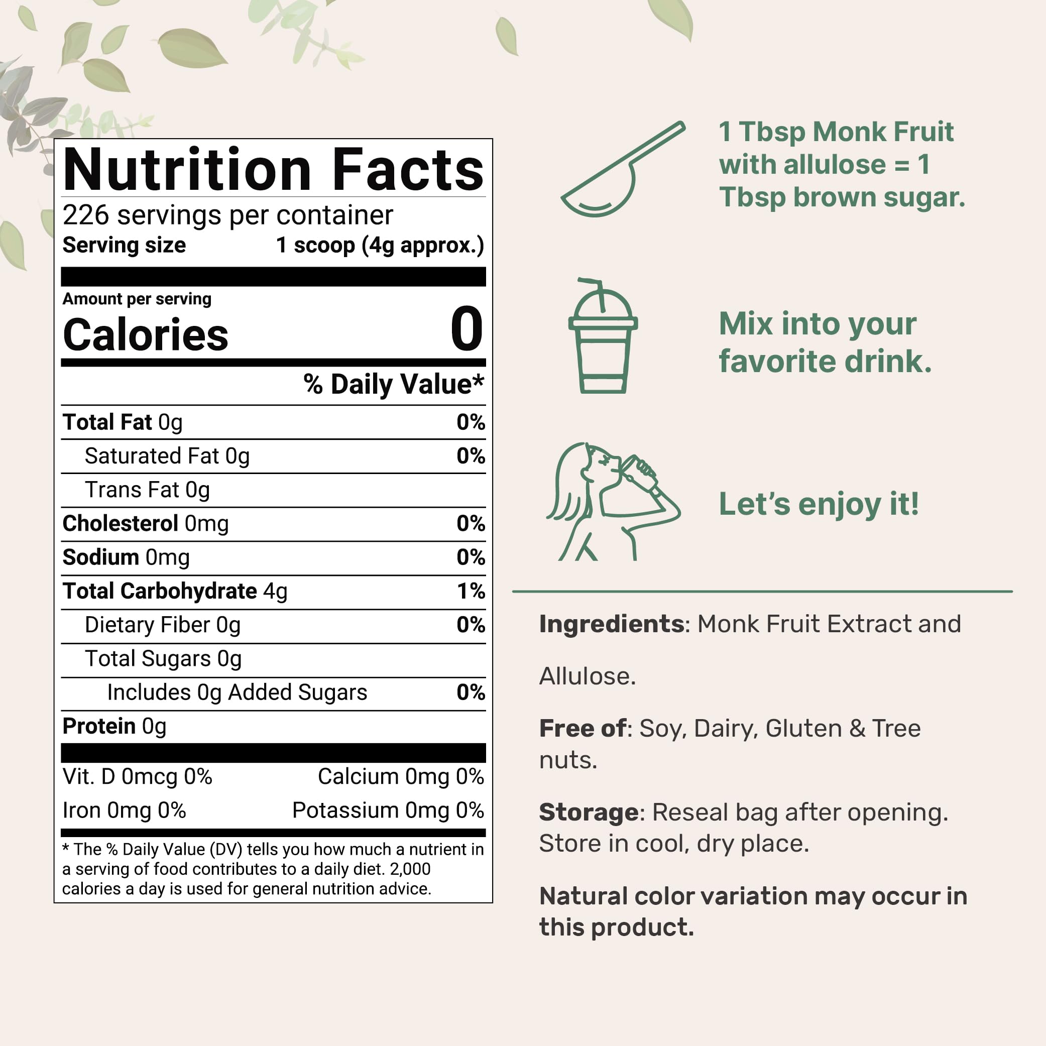 Golden Monk Fruit Sweetener with Allulose, 2 lbs | No Erythritol, No Aftertaste Micro Ingredients