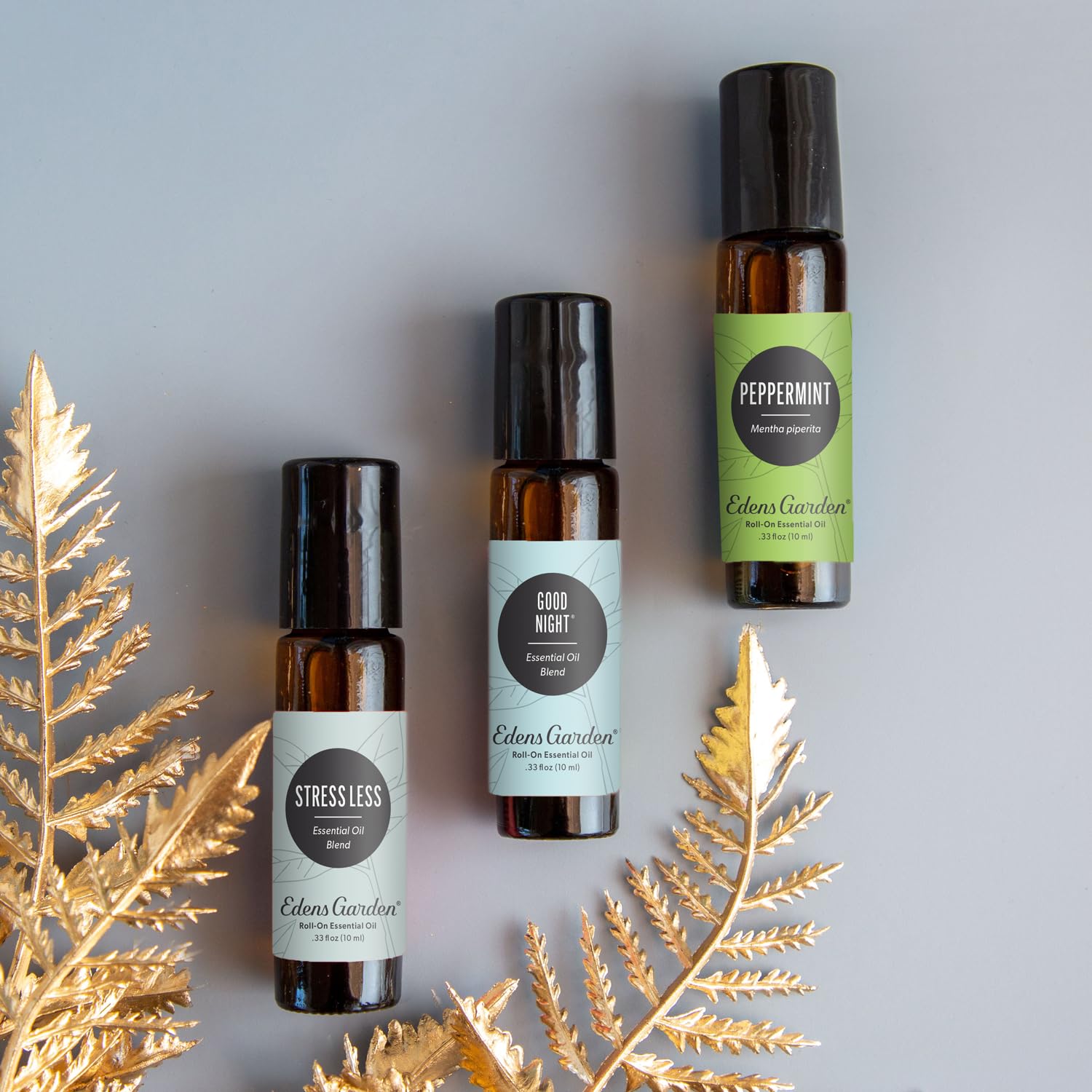 Edens Garden Essential Oil Roll-On Set (Good Night, Peppermint, Stress Less)- Aromatherapy Roller Edens Garden
