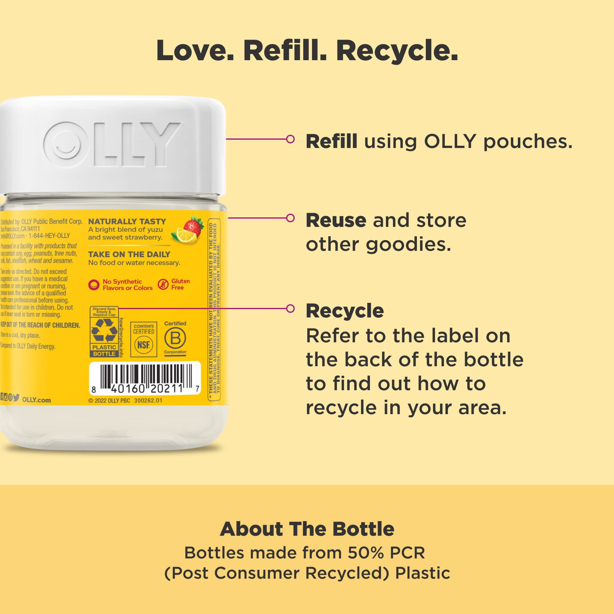 OLLY Extra Strength Daily Energy Gummy, Caffeine Free, 1000mcg Vitamin B12, CoQ10 OLLY