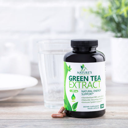Green Tea Extract Capsules 1000mg 98% Standardized EGCG - 3X Strength for Natural