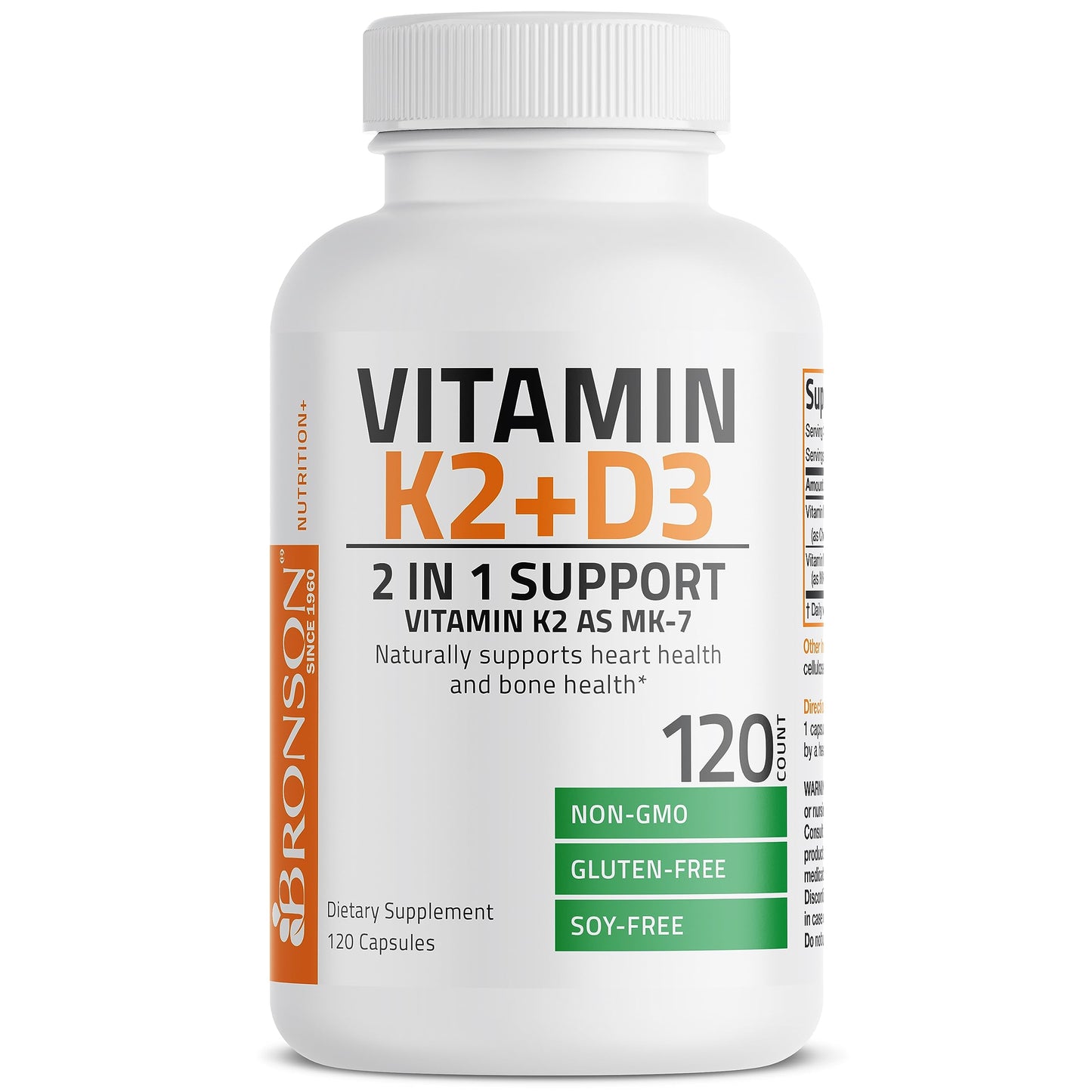 Bronson Vitamin K2 (MK7) with D3 Supplement Non-GMO Formula 5000 IU Vitamin