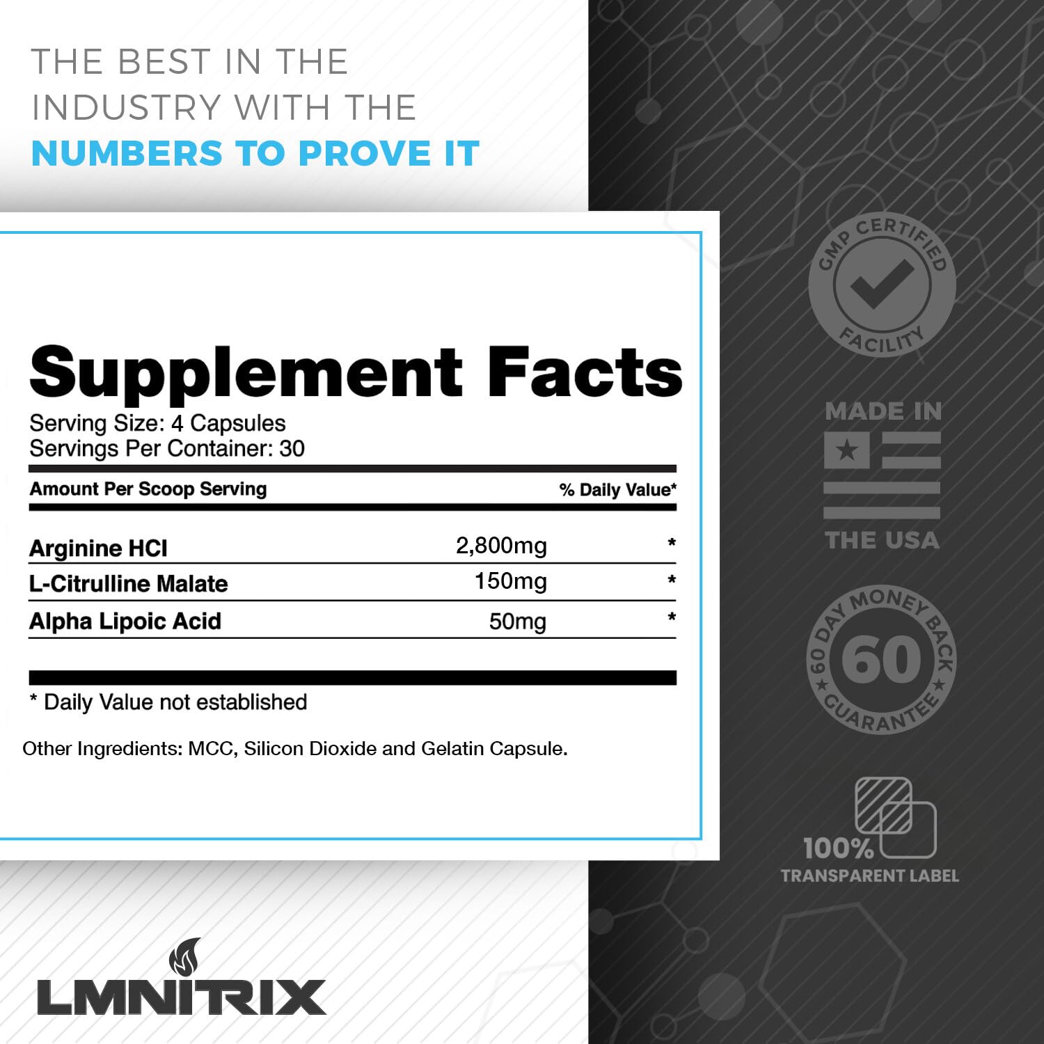 LMNITRIX VEINZ Pills ✮ Nitric Oxide Supplement with L-Arginine, L-Citrulline & ALA