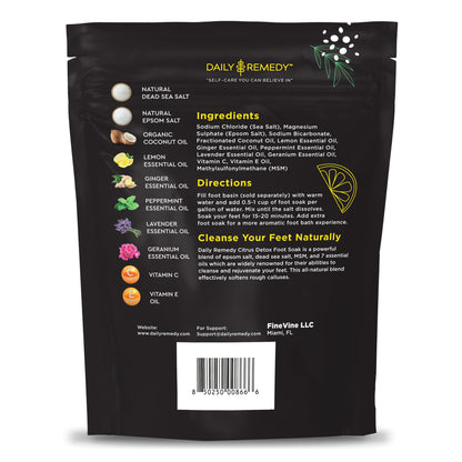 Citrus Detox Foot Soak with Epsom Salt - for Foot Callus, Immune Boost, Damaged Toenail