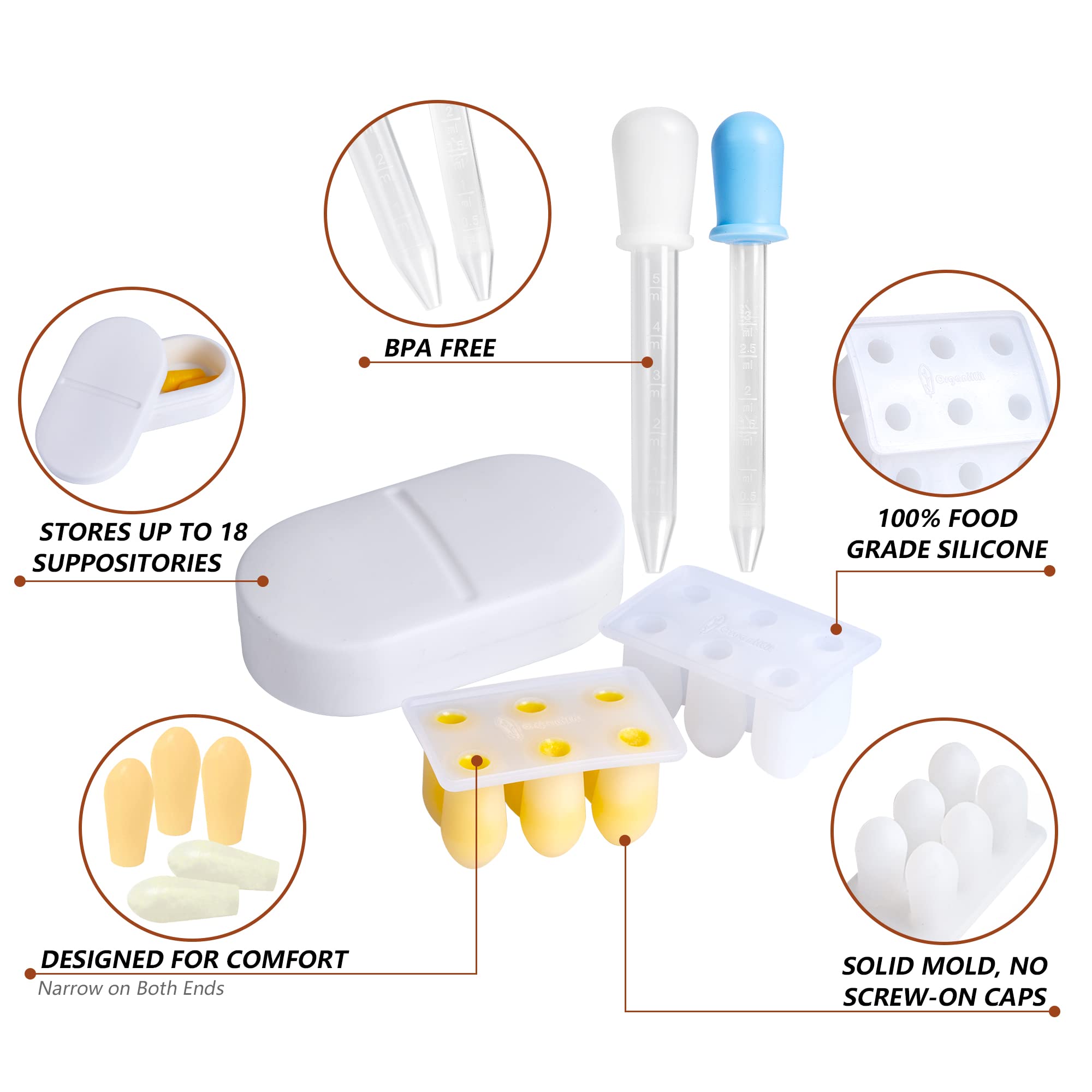 OrganiKit's Reusable Suppository Mold Kit - Eco-Friendly, 2ML, Silicone, Suppository Molds OrganiKit