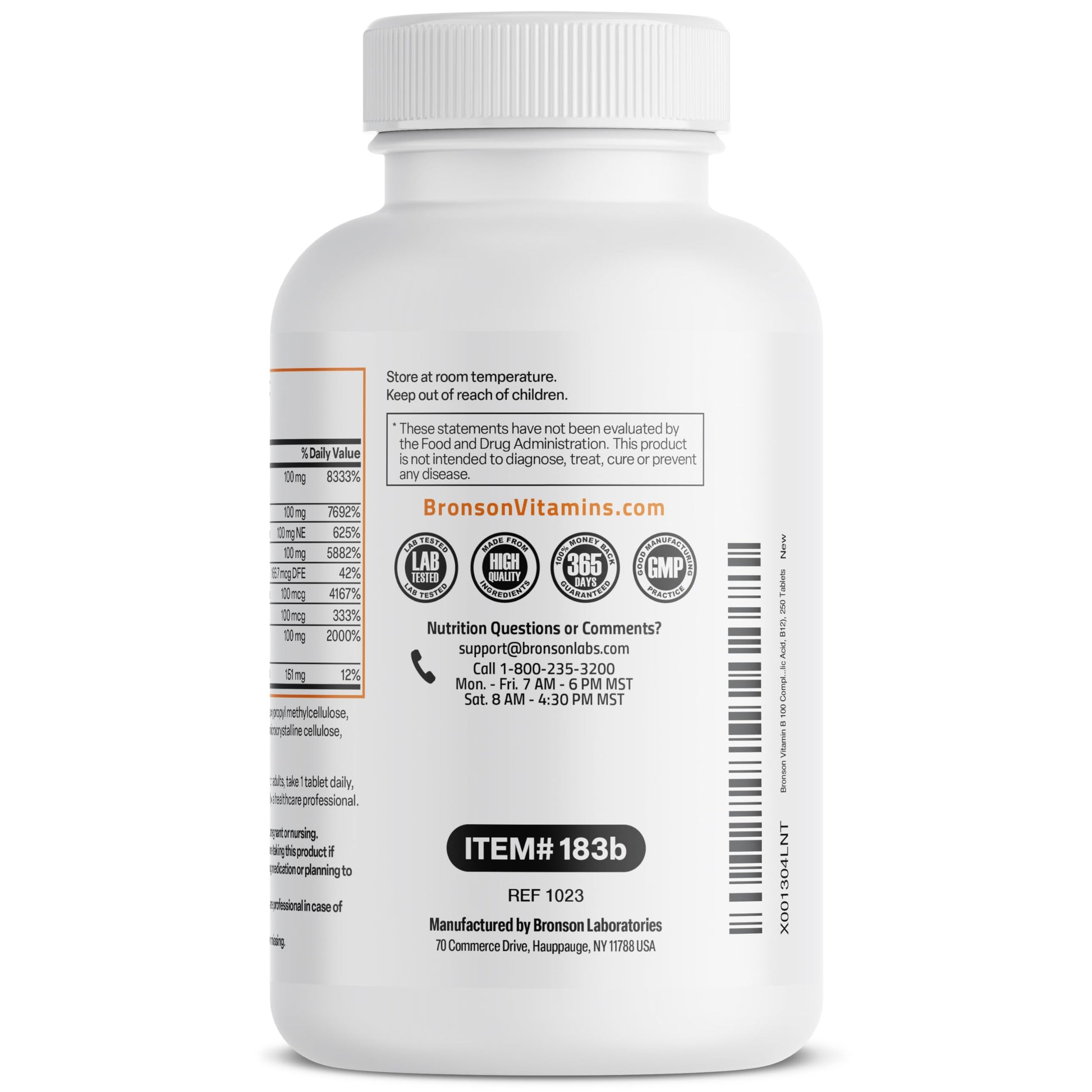 Bronson Super B 100 Vitamin B Complex Sustained Release Contains All B Vitamins Bronson