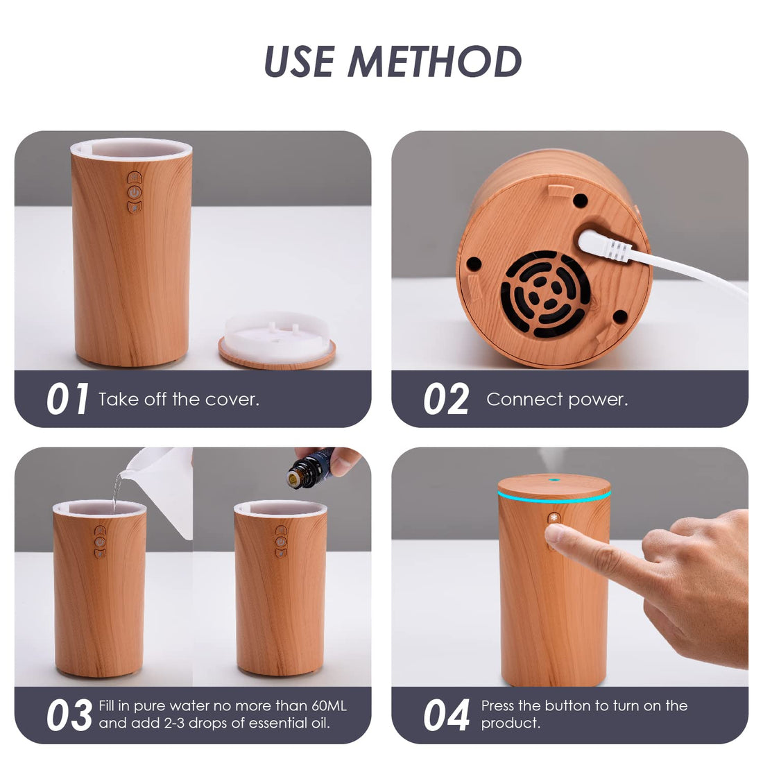 Car Diffuser, USB Essential Oil Diffuser Ultrasonic Car Humidifier Aromatherapy Diffusers