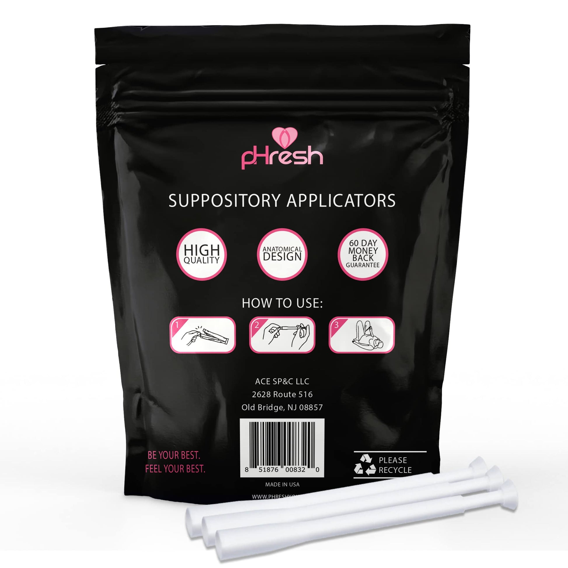 ACE NUTRITION pHresh Vaginal Suppository Applicators – Pack of 30 Individually Wrapped Disposable ACE NUTRITION