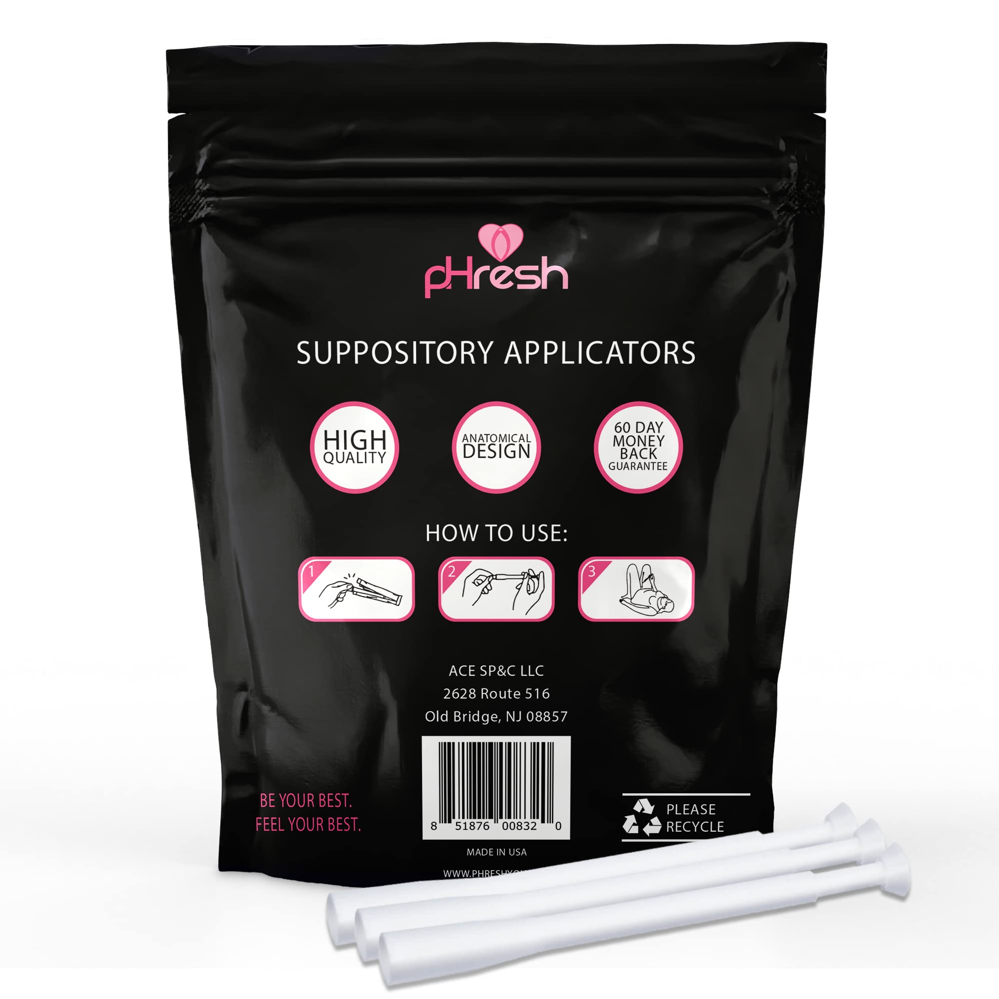 ACE NUTRITION pHresh Vaginal Suppository Applicators – Pack of 30 Individually Wrapped Disposable ACE NUTRITION