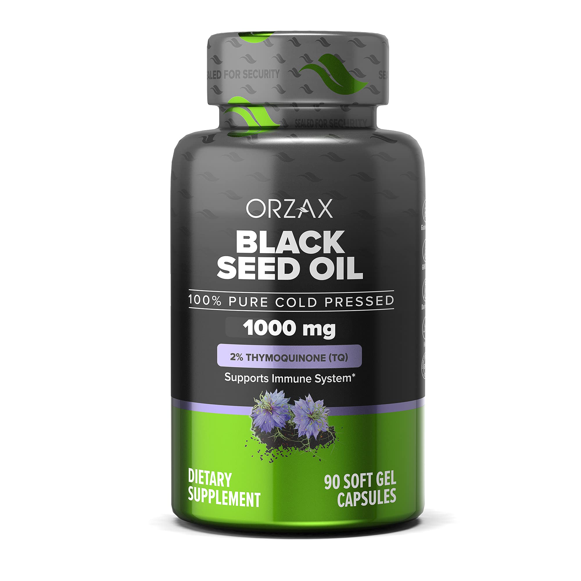 ORZAX Black Seed Oil Organic Cold Pressed Capsules with 2% Thymoquinone 