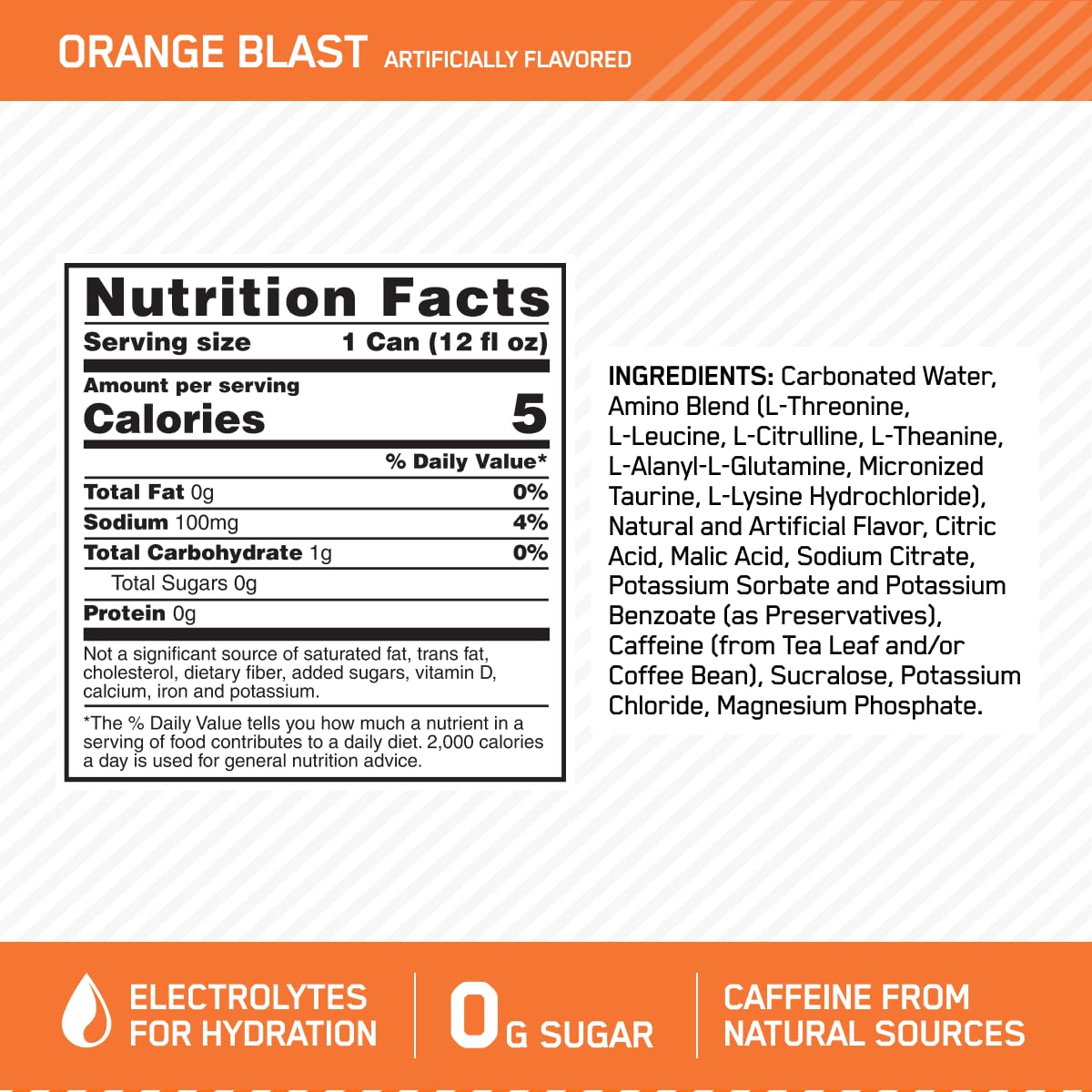 Optimum Nutrition Amino Energy Sparkling Hydration Drink, Electrolytes, Caffeine, Amino Optimum Nutrition