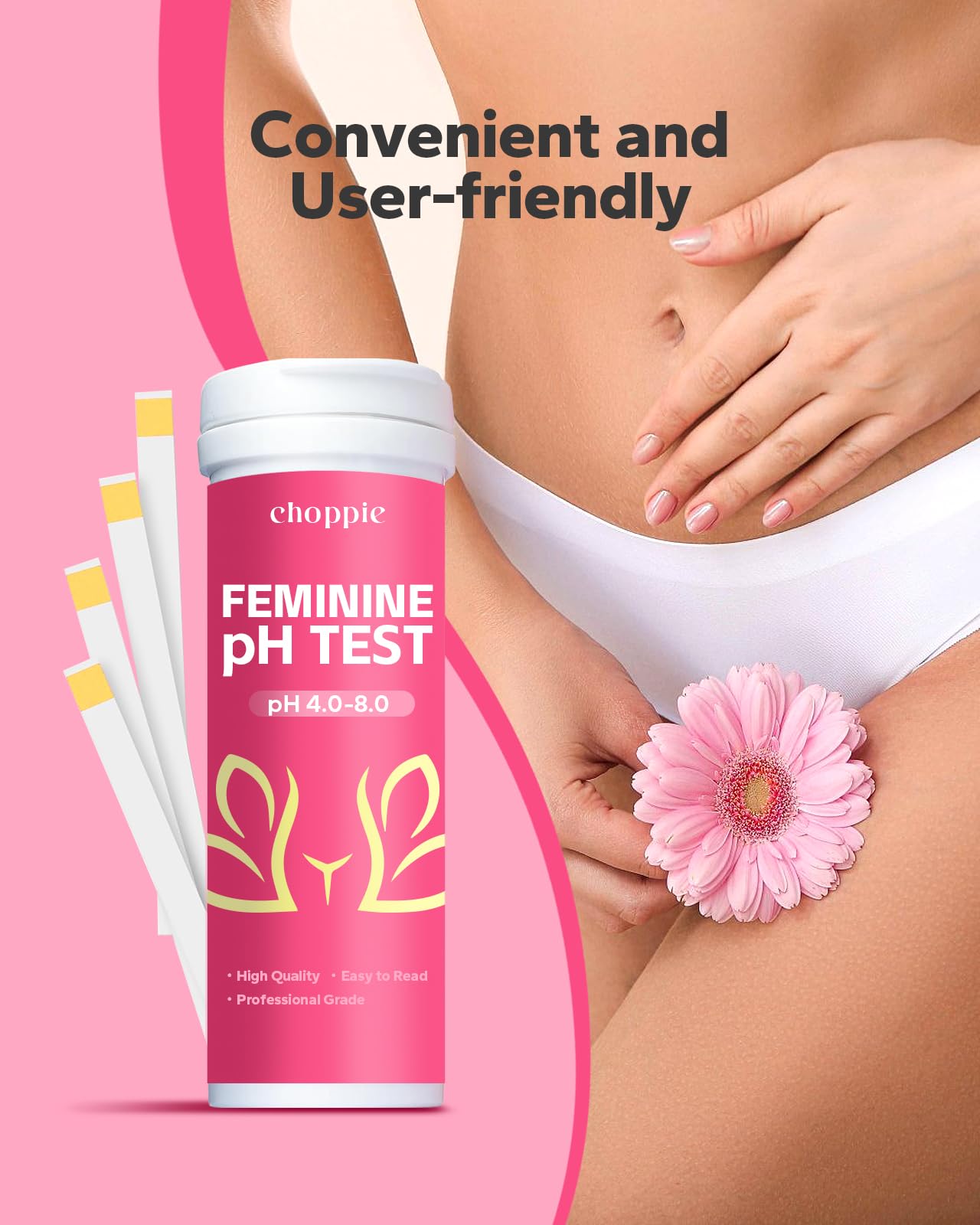 Choppie Vaginal Health pH Test Strips (50 Strips), pH Balance Test Strips for Women, Vaginal pH Test Strips Choppie