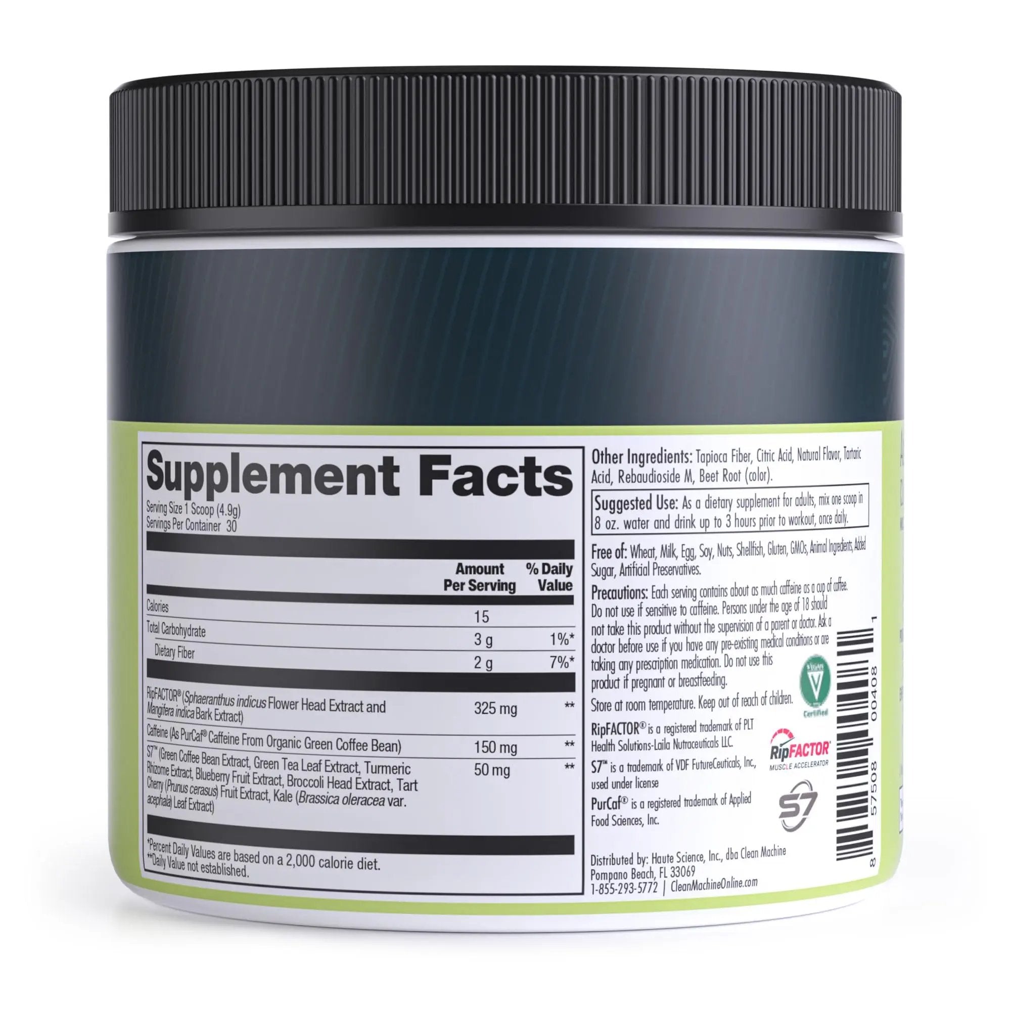 CLEAN MACHINE N10s - Plant Based Vegan Preworkout Powder - 3 Clinically Tested and Patented Ingredients to Increase Muscle Size, Strength, Energy and Mental Focus - 30 Servings - Cherry Bomb