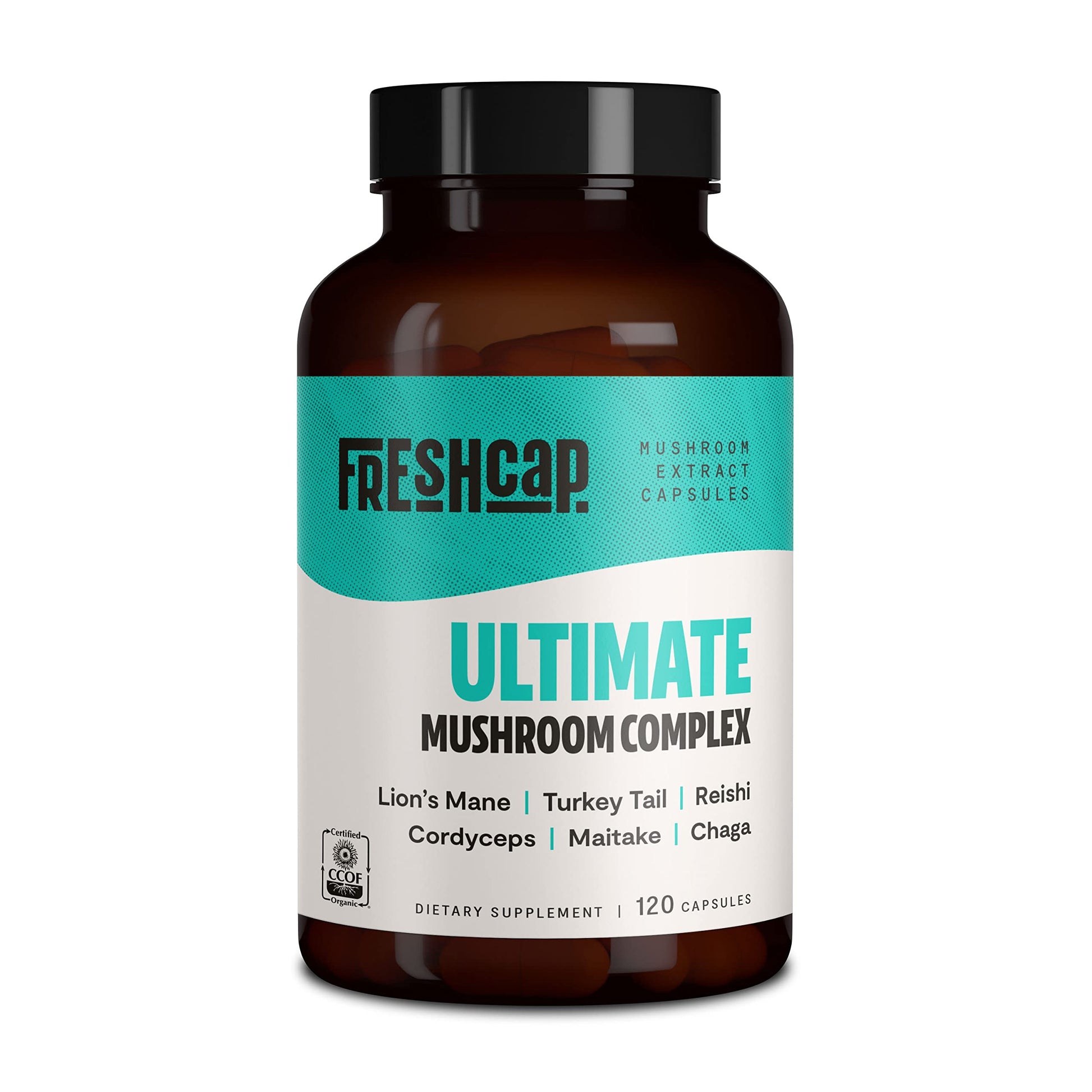 FreshCap Ultimate Mushroom Complex - Lions Mane, Reishi, Cordyceps, Chaga, Turkey Tail